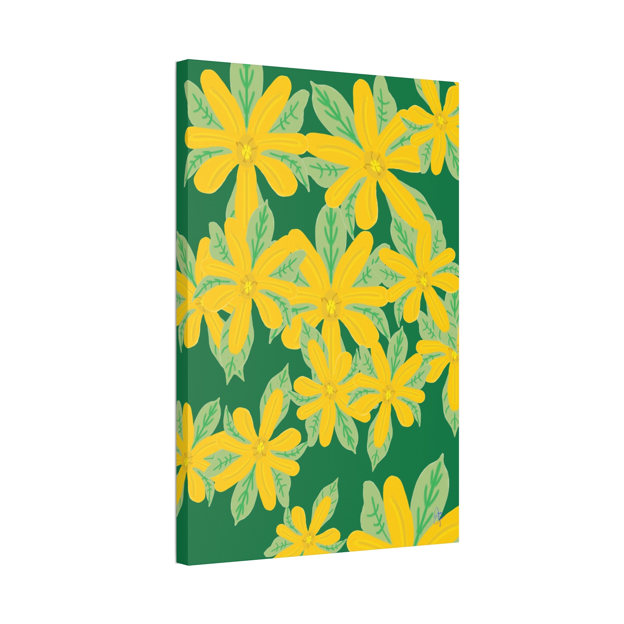Yellow Daisy Canvas Wall Art — Bright Floral Stretched Canvas (1.5" Depth)