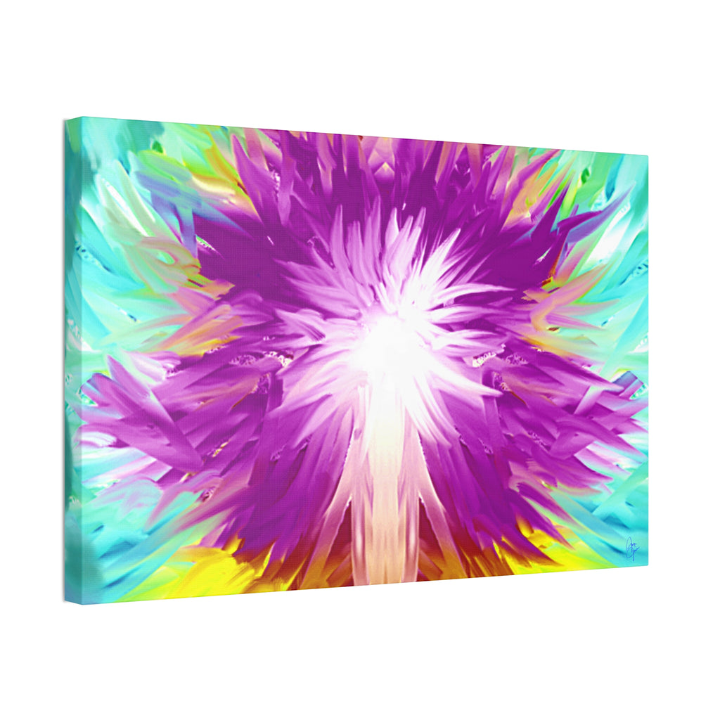 Abstract Radiant Burst Canvas - Vibrant Purple Floral Wall Art (Stretched 1.5")