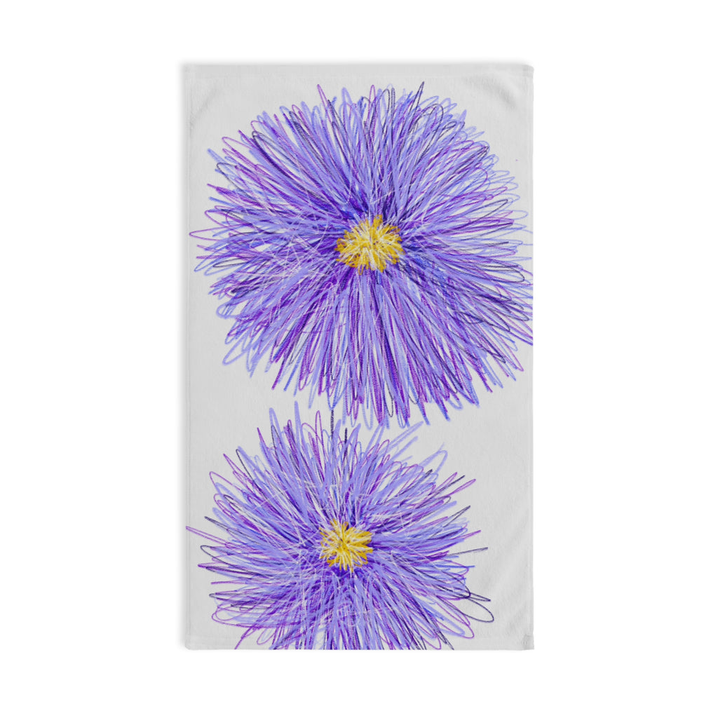 Hand Towel — Purple Aster Floral Bath/Guest Towel, Cheerful Spring Flower Design