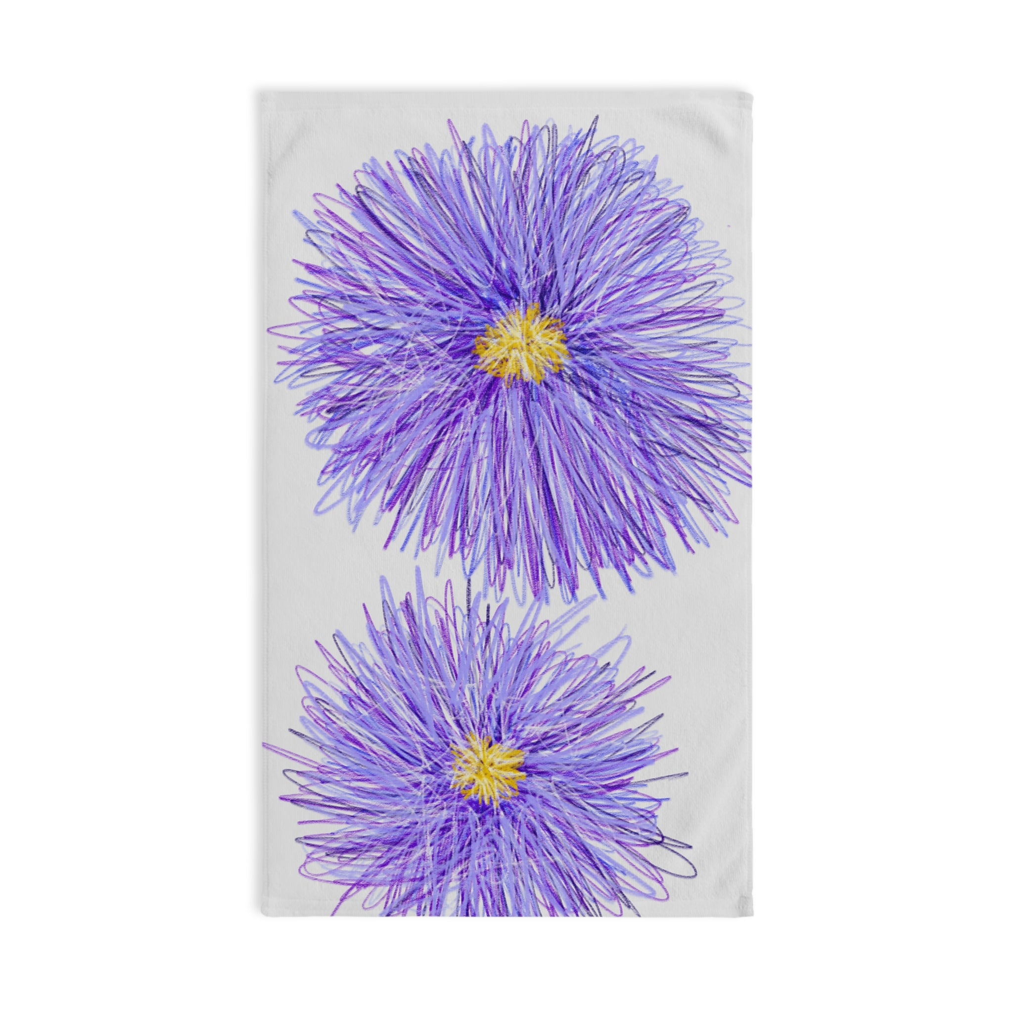 Hand Towel — Purple Aster Floral Bath/Guest Towel, Cheerful Spring Flower Design