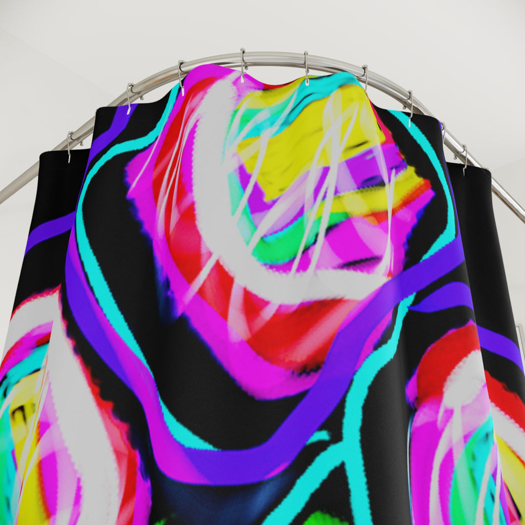 Abstract Neon Spiral Shower Curtain — Bright Geometric Bathroom Decor