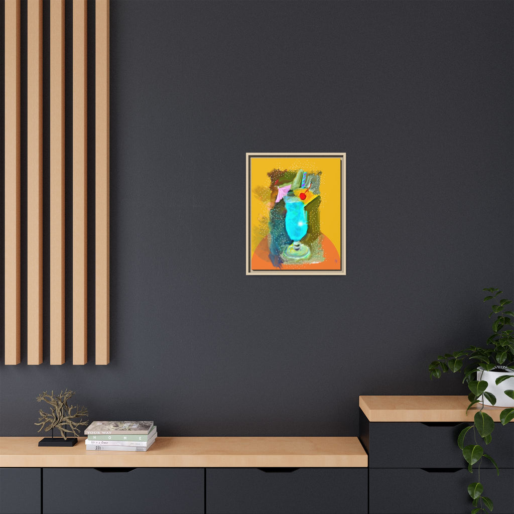 Tropical Blue Cocktail Canvas Print — Framed Matte Bar Art