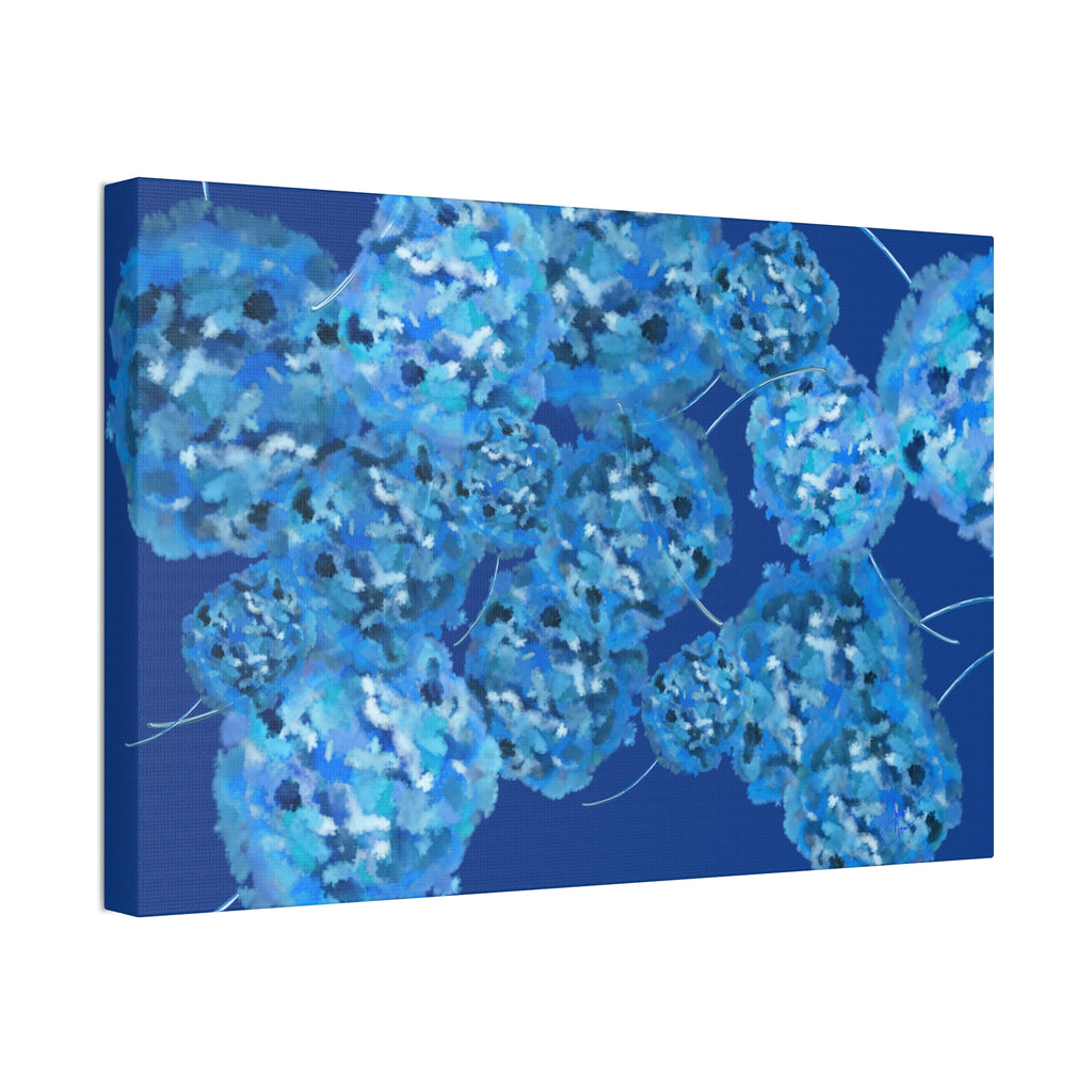 Blue Hydrangea Canvas Wall Art — Abstract Floral Stretched Canvas (1.5" Depth)