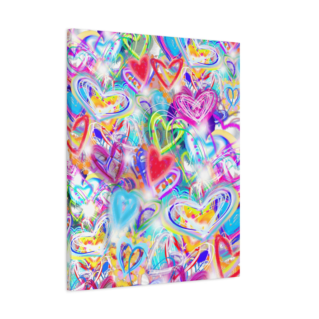 Colorful Heart Graffiti Matte Canvas