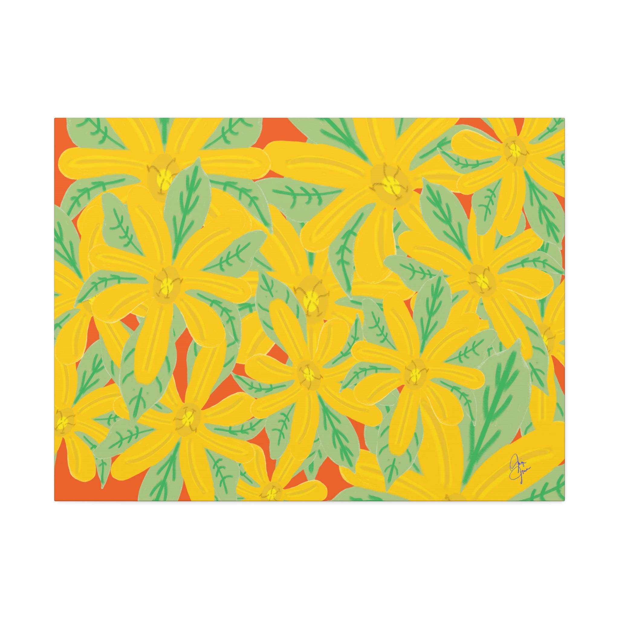 Yellow Daisy Canvas Wall Art — Bright Floral Stretched Canvas (1.5" Depth)