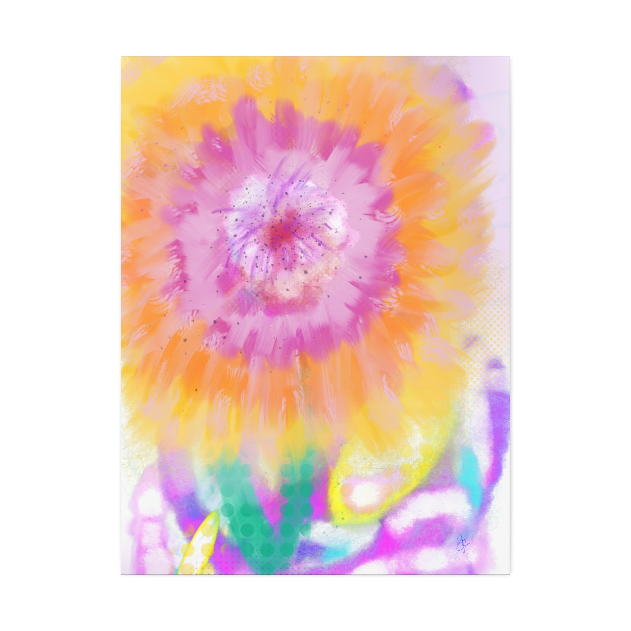 Vibrant Sunburst Floral Canvas