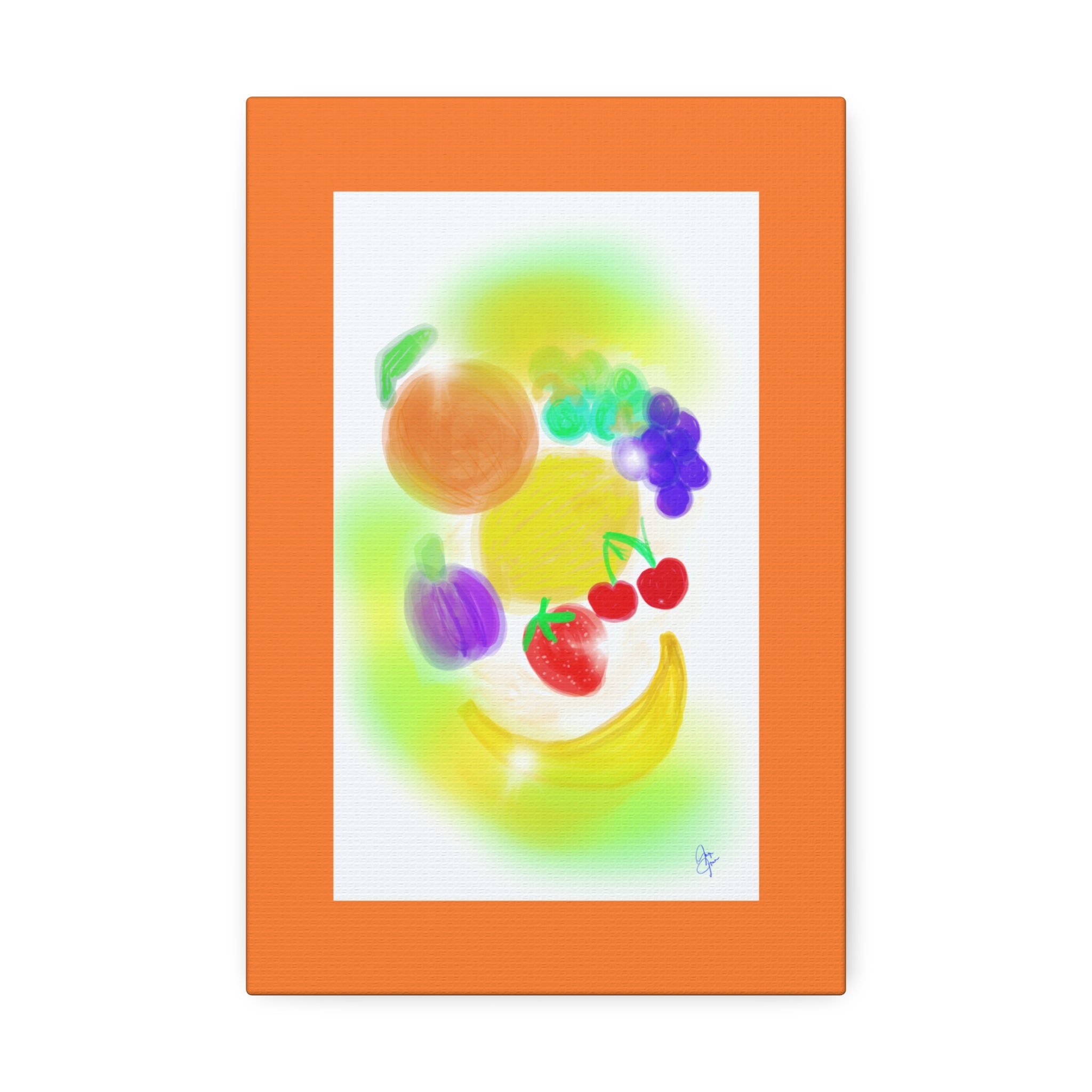 Colorful Fruit Still Life Canvas — Bright Kitchen Wall Art, Stretched 1.5"