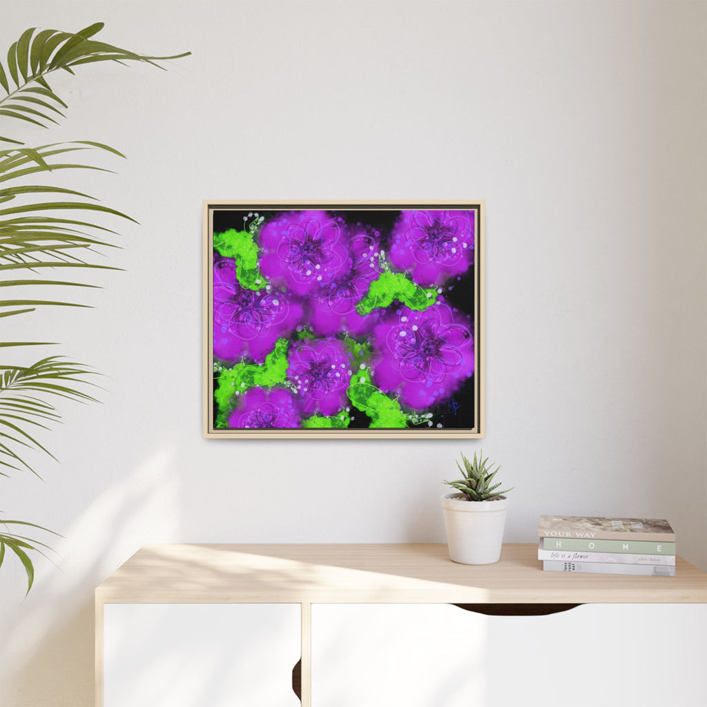 Framed Floral Canvas Print — Matte Multi-Color Blooms Wall Art