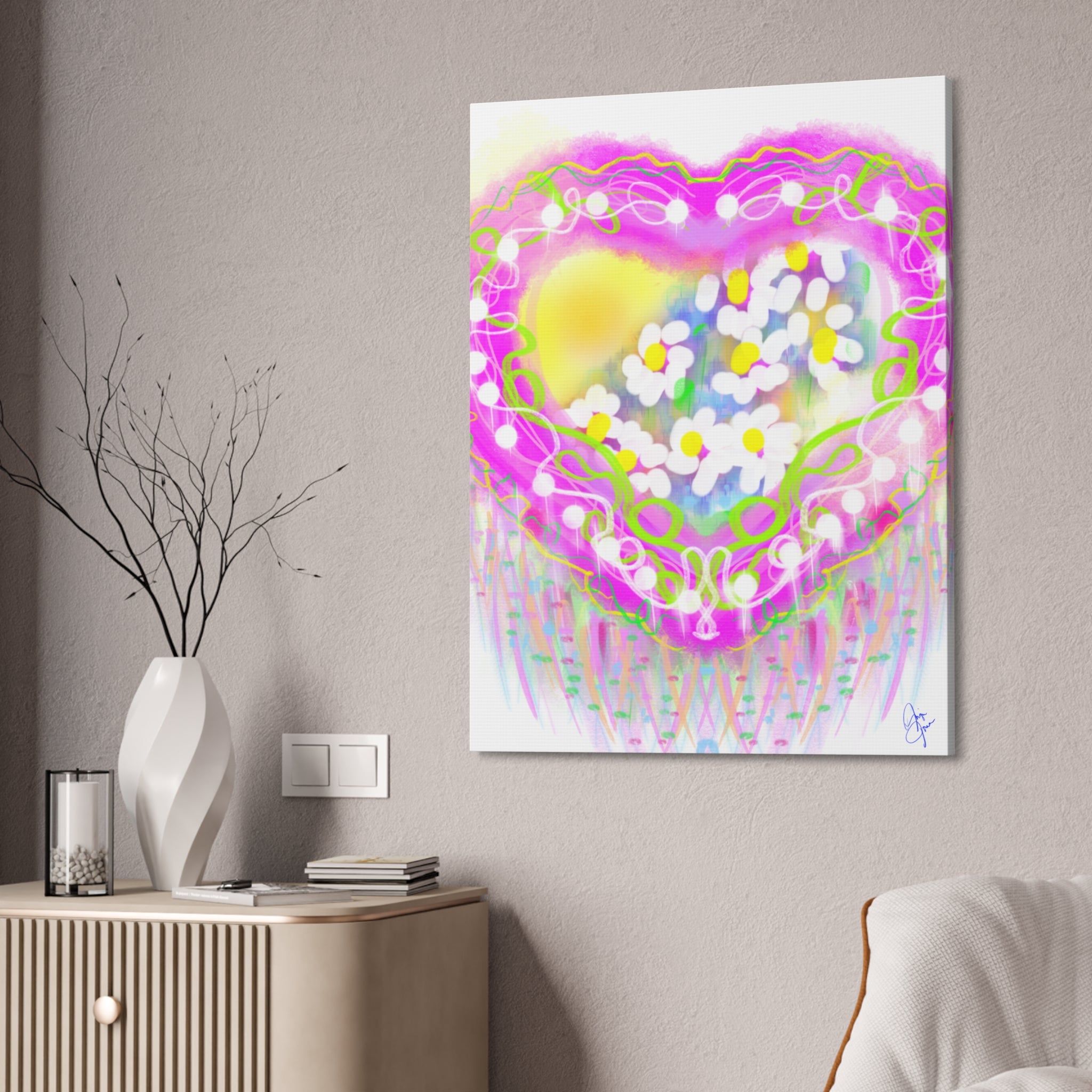 Daisy Burst Canvas Art — Bright Floral Stretched Canvas 1.5"