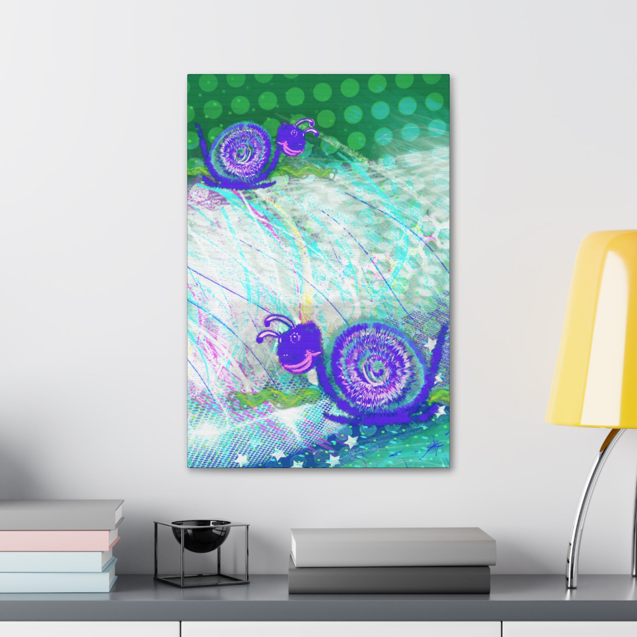 Cute Snail Nursery Wall Art Canvas – Stretched 1.5"