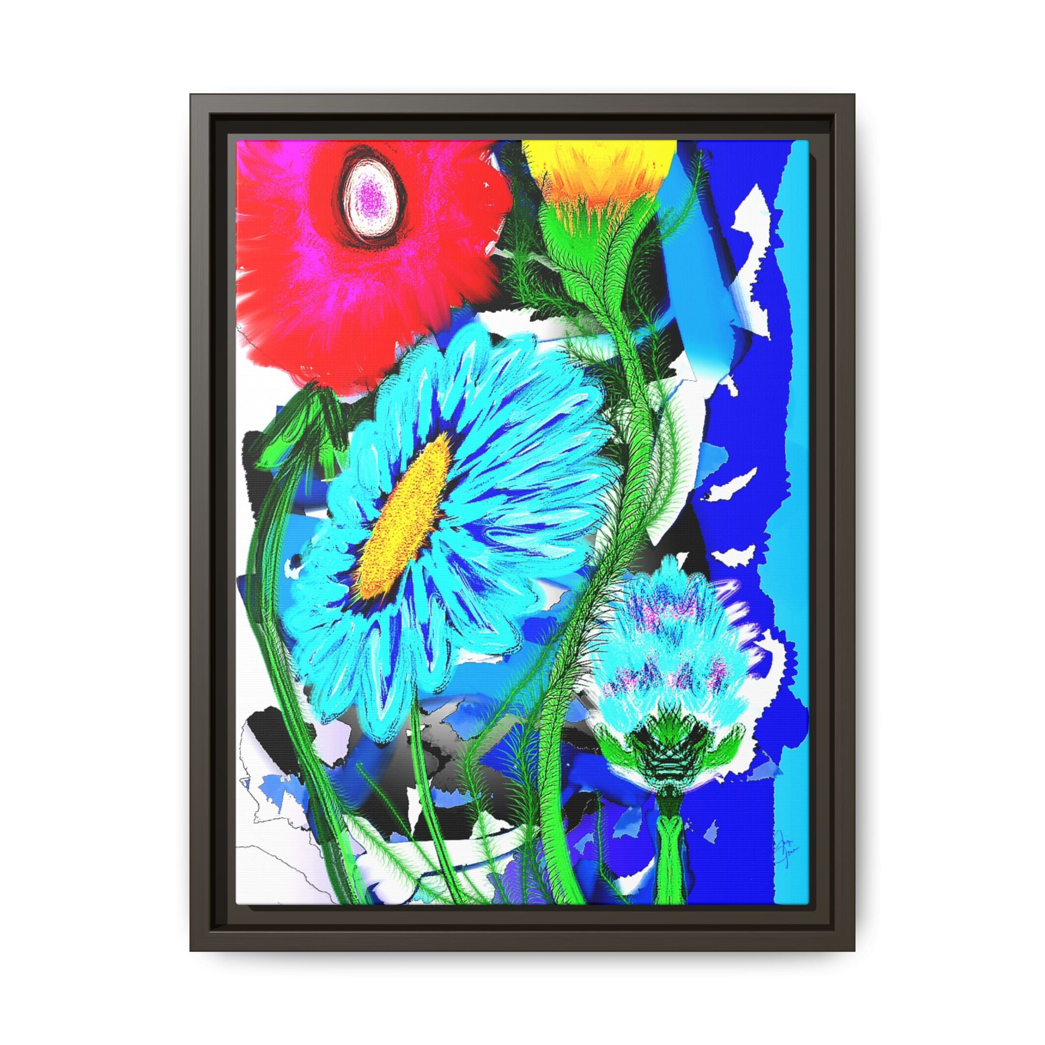Vibrant Pop Floral Matte Canvas Framed Wall Art