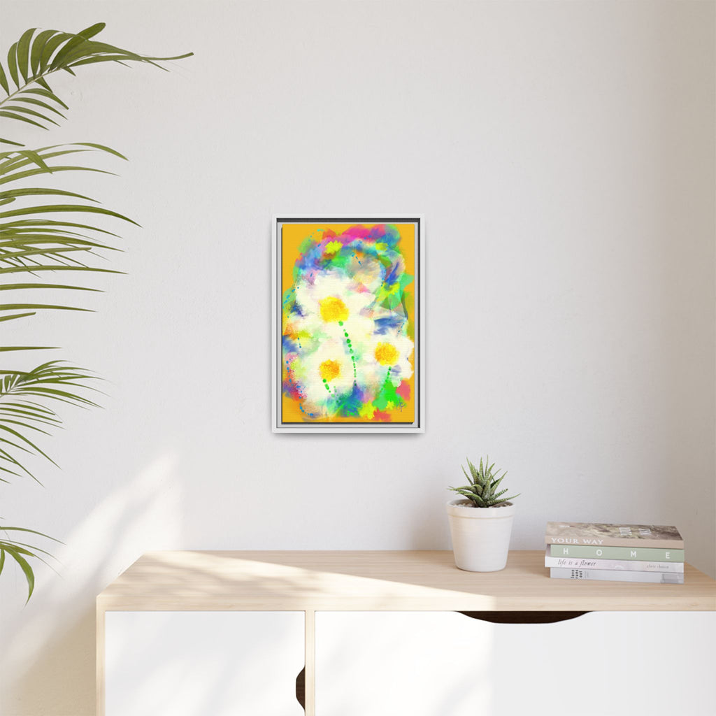 Framed Matte Canvas - Watercolor Yellow Floral Abstract Wall Art