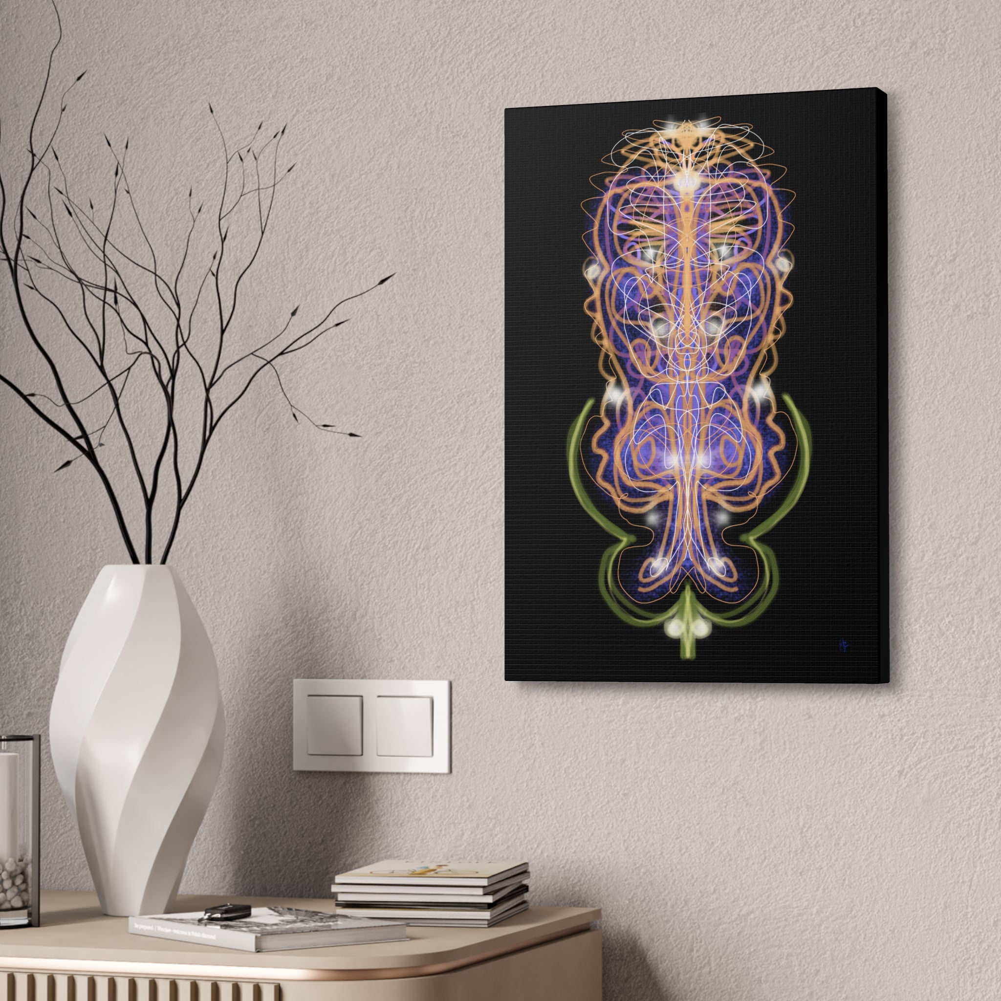 Mystic Symmetry Canvas — Abstract Spiritual Wall Art on Teal