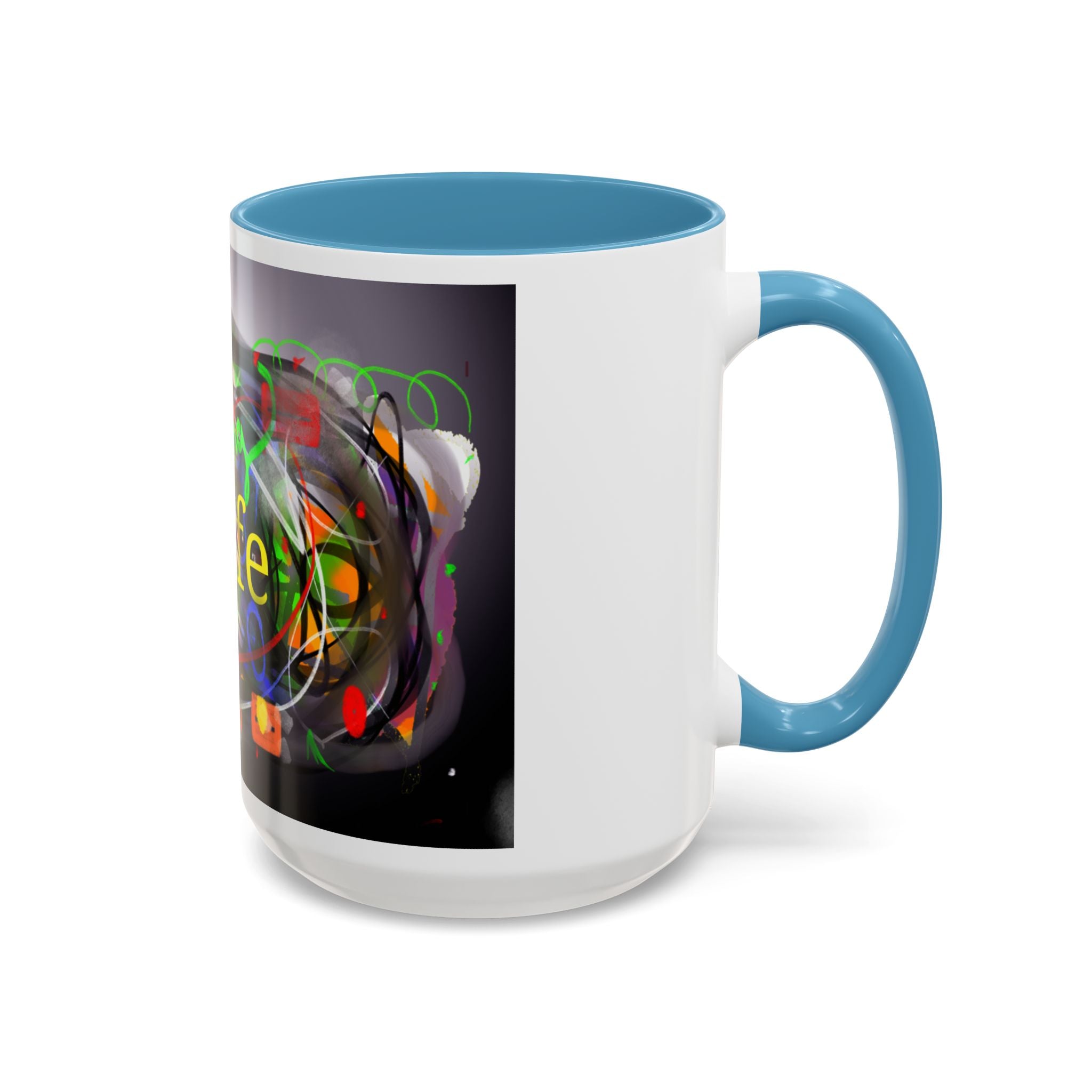 Abstract 'Live Your Life' Accent Coffee Mug — Colorful Artistic Ceramic Mug (11/15oz)