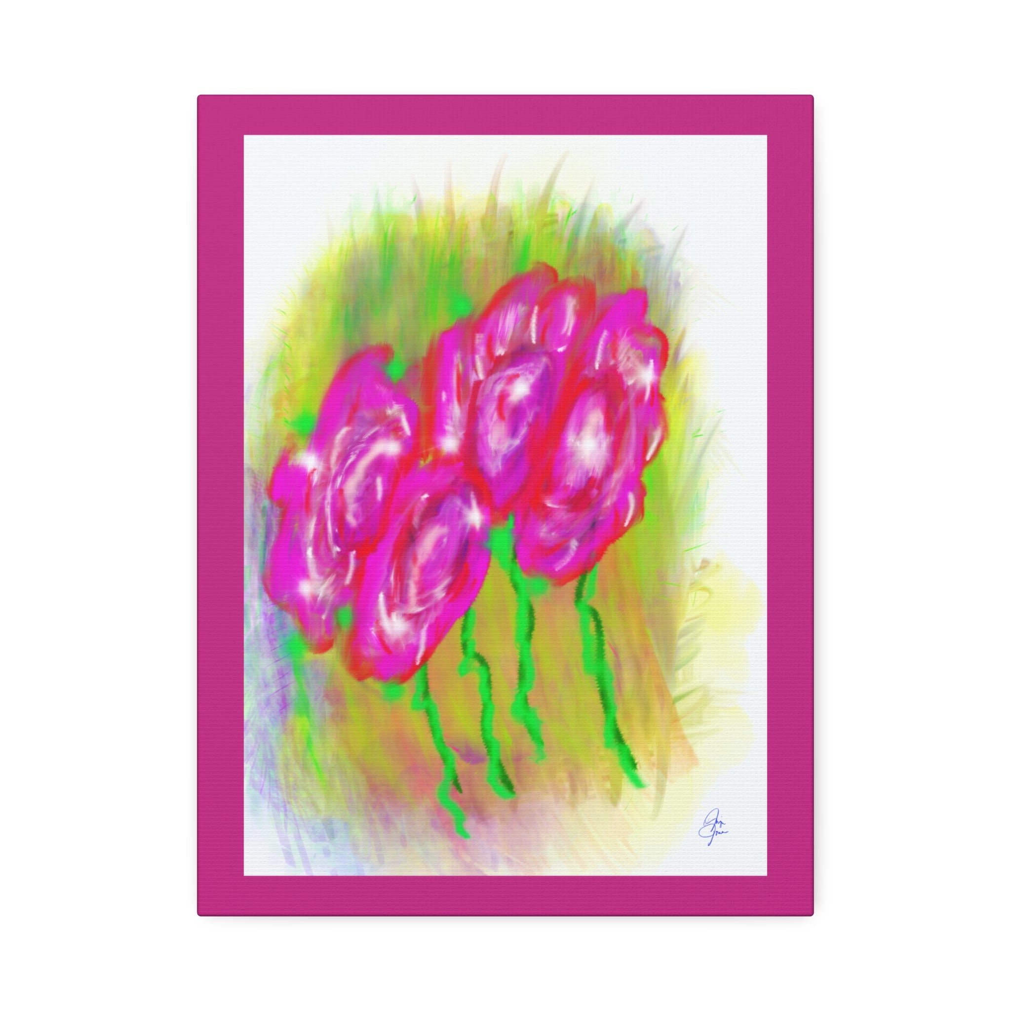 Pink Floral Pop Canvas Art — Stretched 1.5" Wall Print