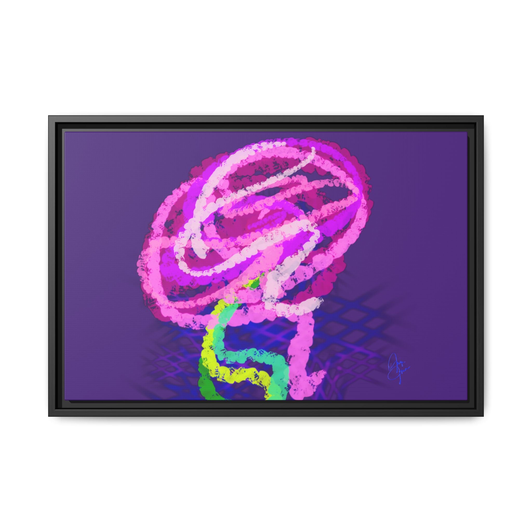 Framed Matte Canvas - Neon Rose Abstract Wall Art