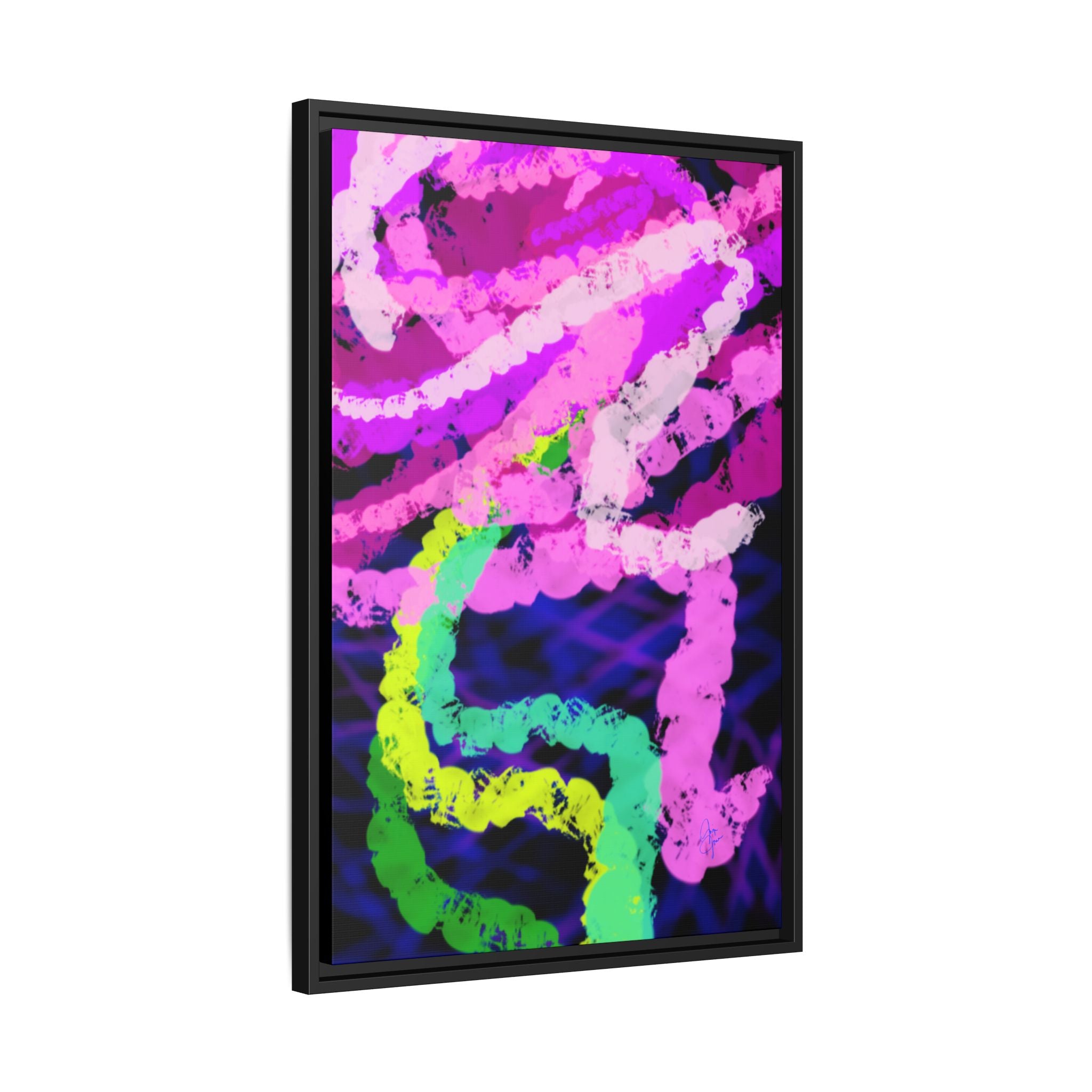 Framed Matte Canvas - Neon Rose Abstract Wall Art