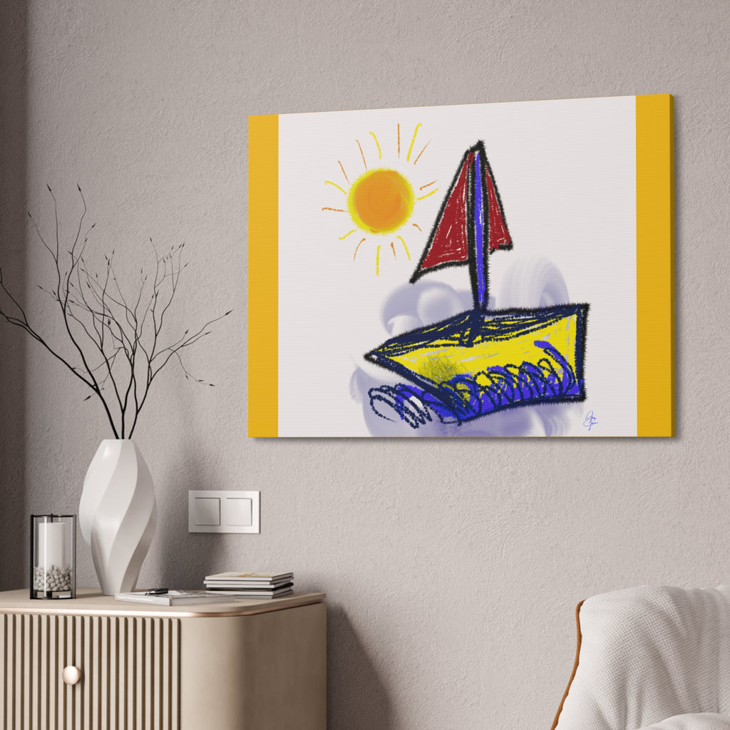 Whimsical Sailboat Canvas — Child's Room Wall Art