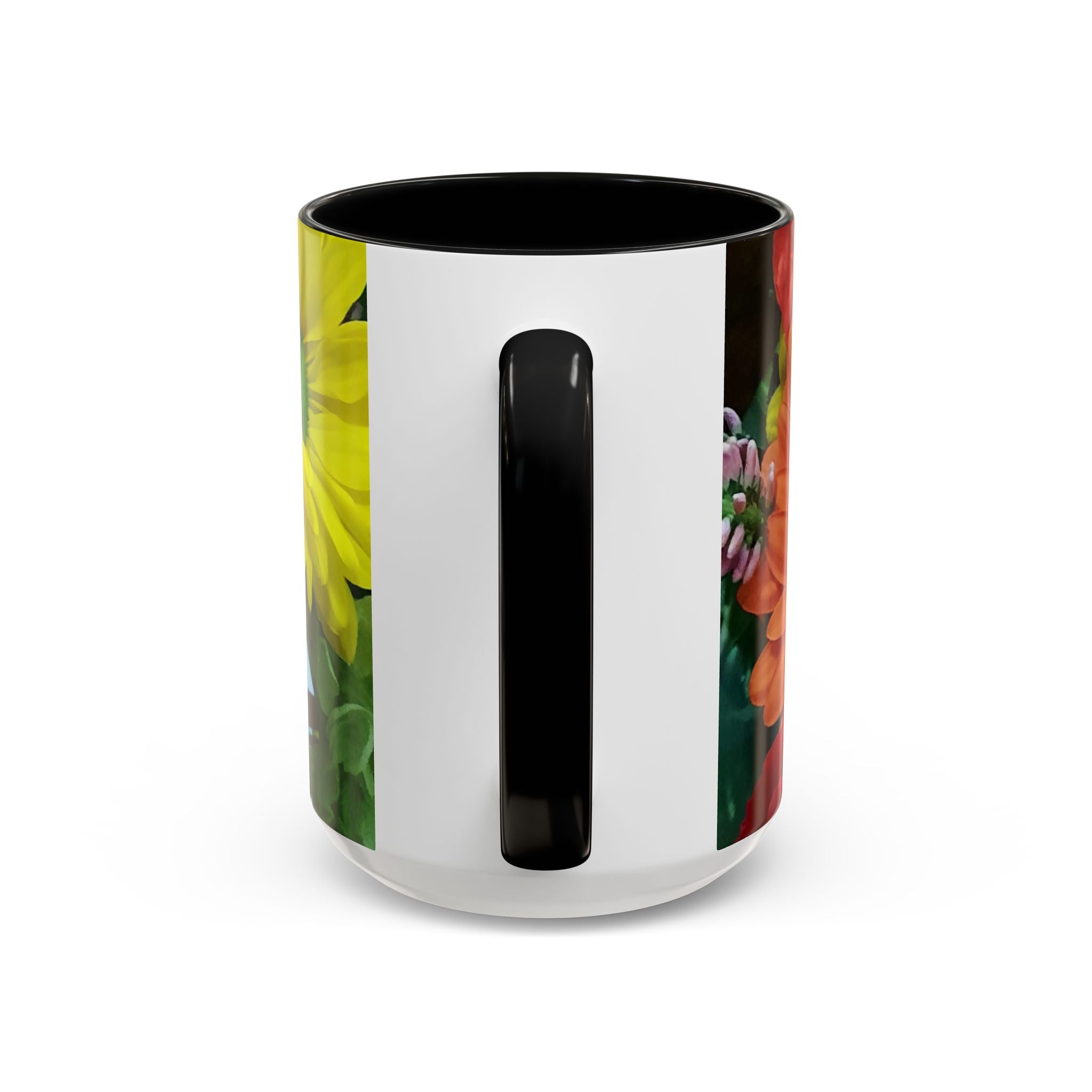Floral Gerbera Accent Coffee Mug — Orange & Yellow Daisy Photo Wrap (11/15 oz)