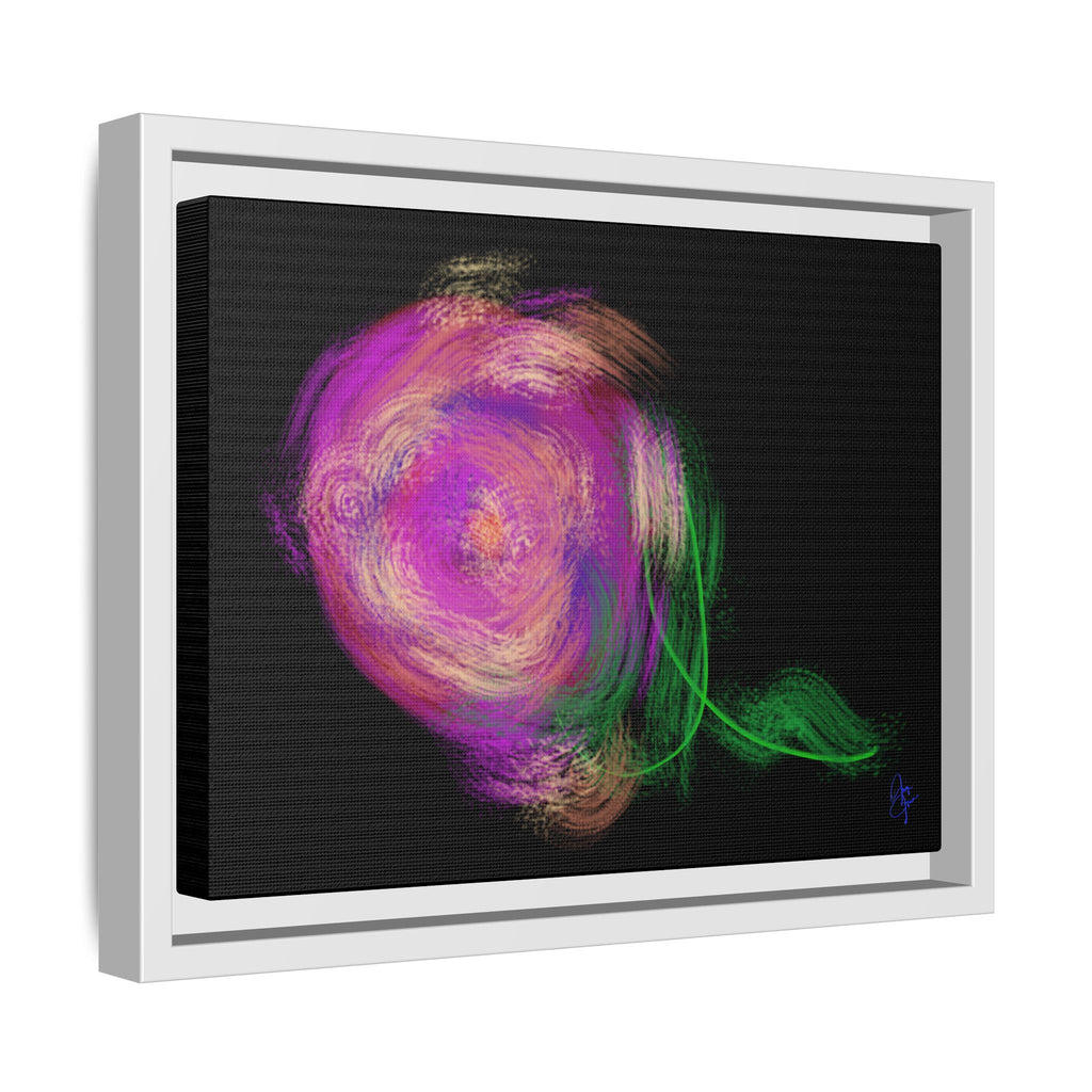 Abstract Rose Swirl Matte Framed Canvas — Multicolor Floral Wall Art