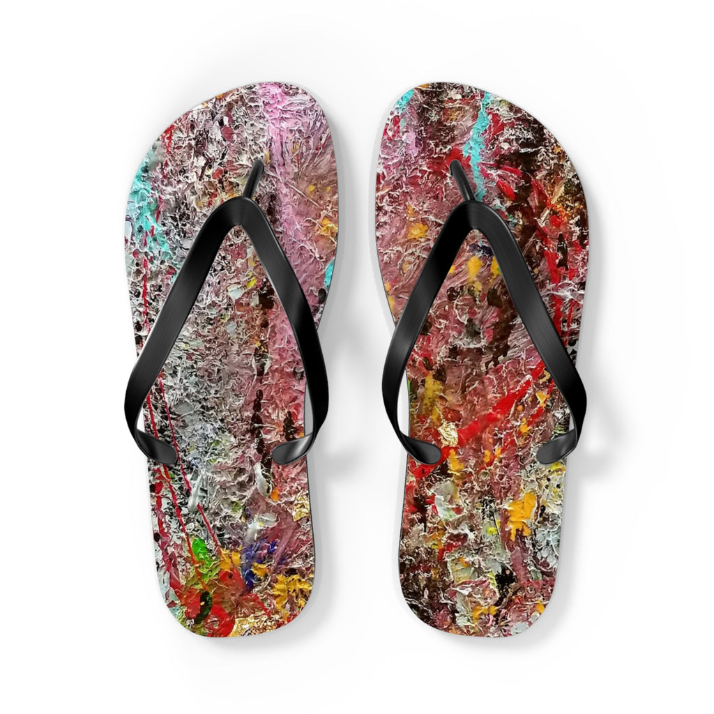 Artistic Abstract Flip Flops — Colorful Graffiti Texture Sandals