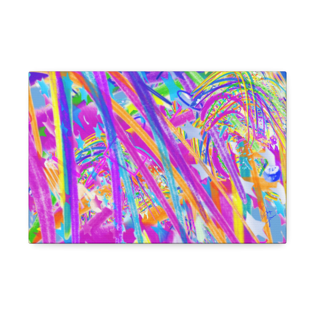 Vibrant Tropical Palm Abstract Canvas – Colorful 1.5" Stretched Wall Art