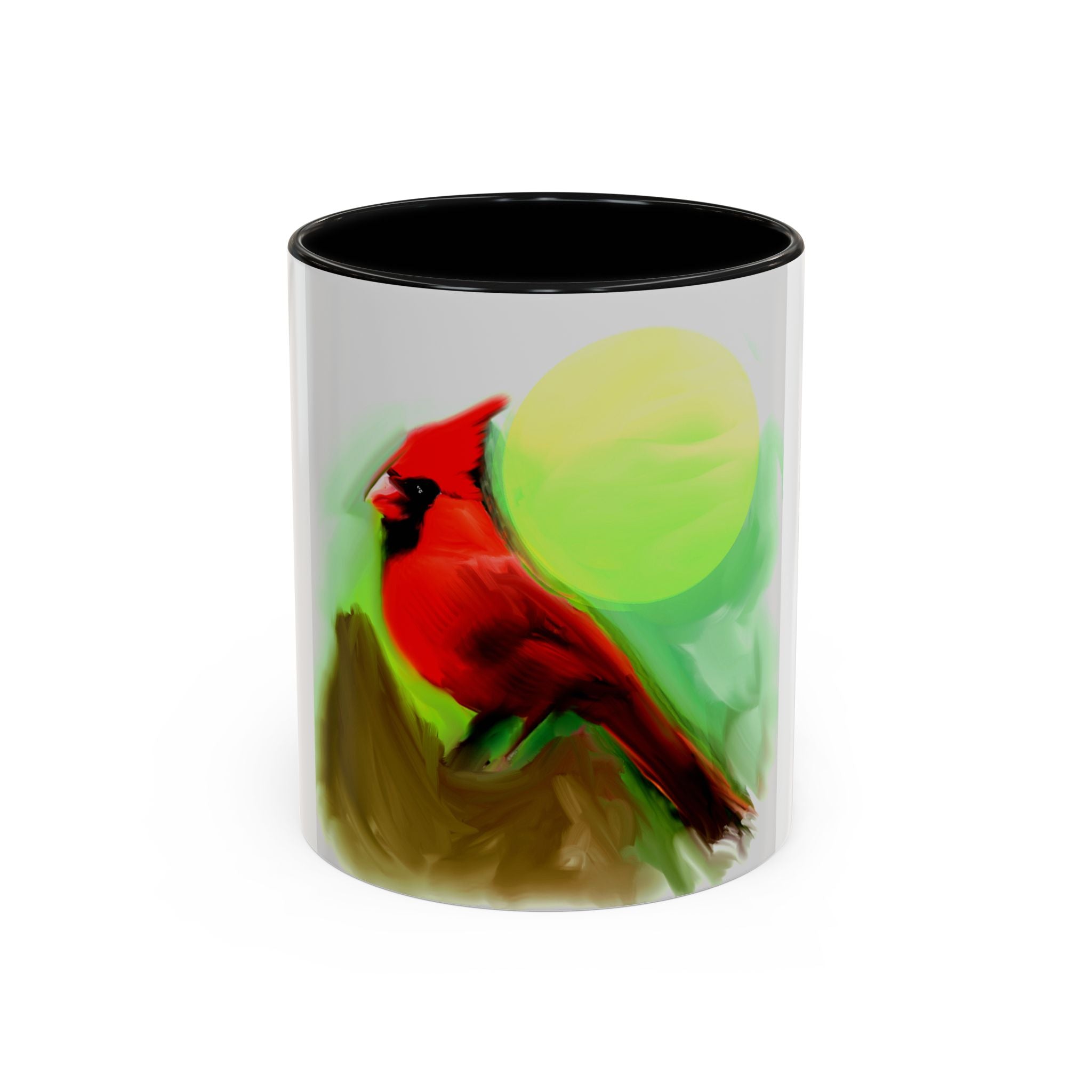 Cardinal Bird Accent Coffee Mug — Red Cardinal Sunrise Art Ceramic Mug (11/15 oz)