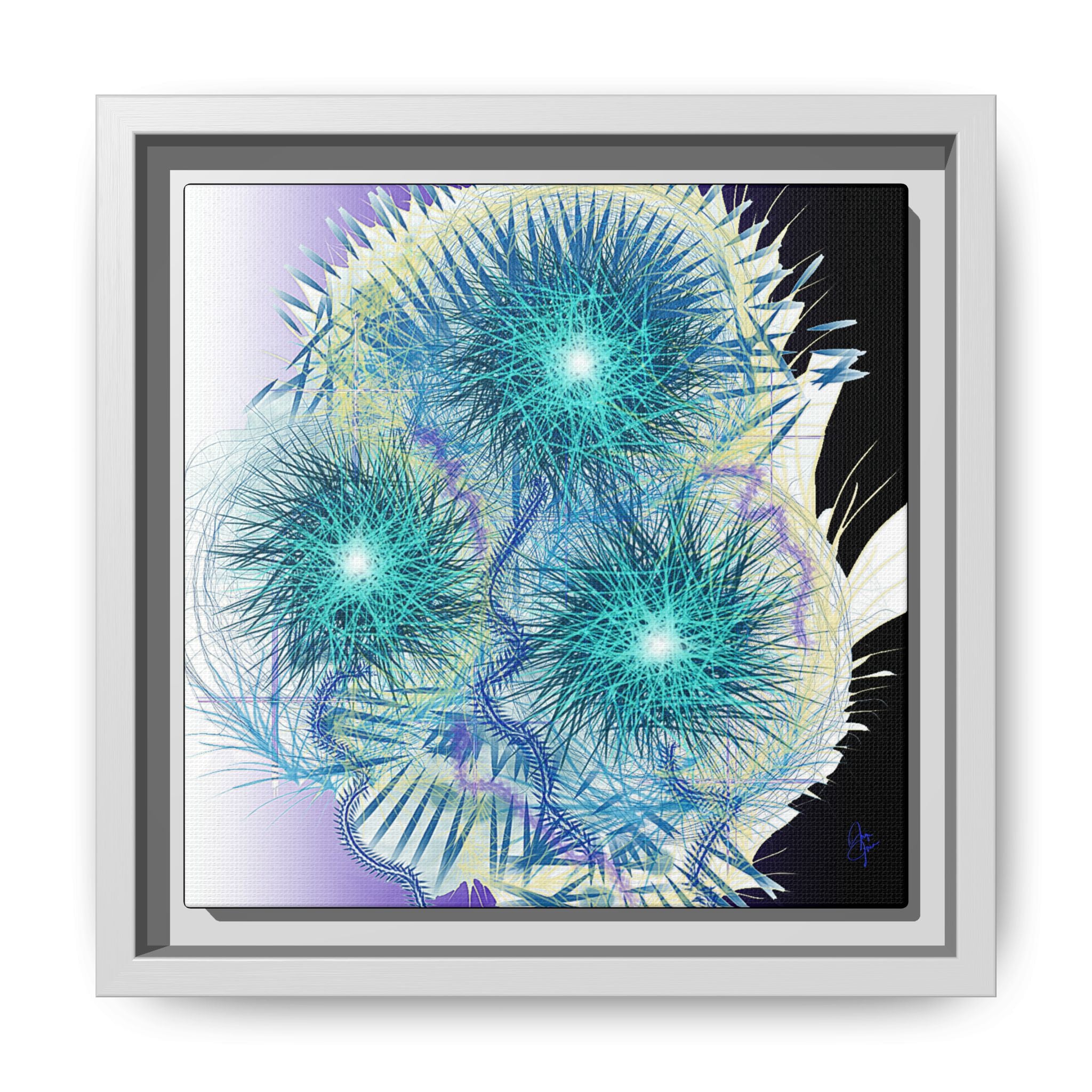 Dandelion Abstract Print Matte Canvas Framed Wall Art