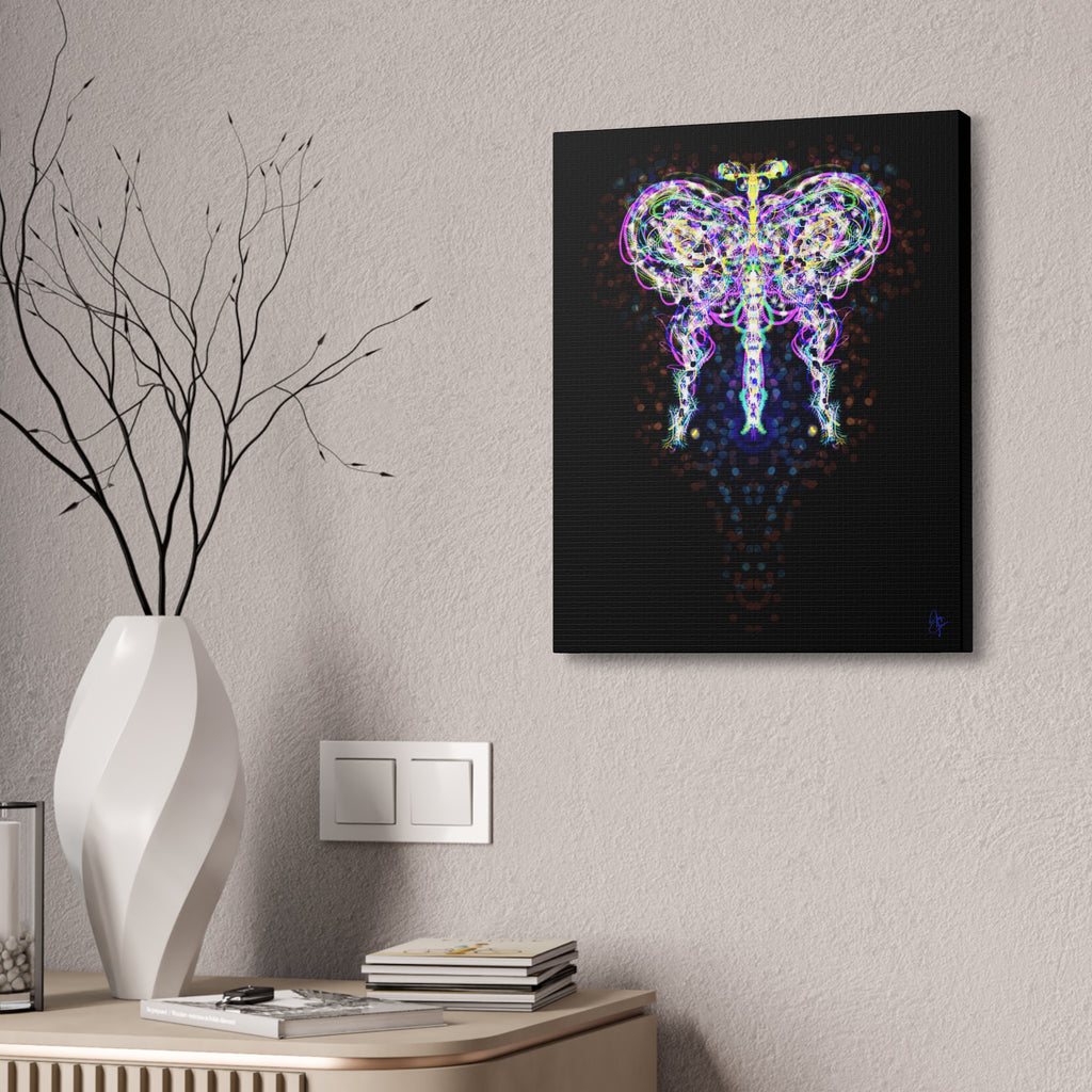 Butterfly Energy Canvas Print — Abstract Neon Butterfly Wall Art on Green