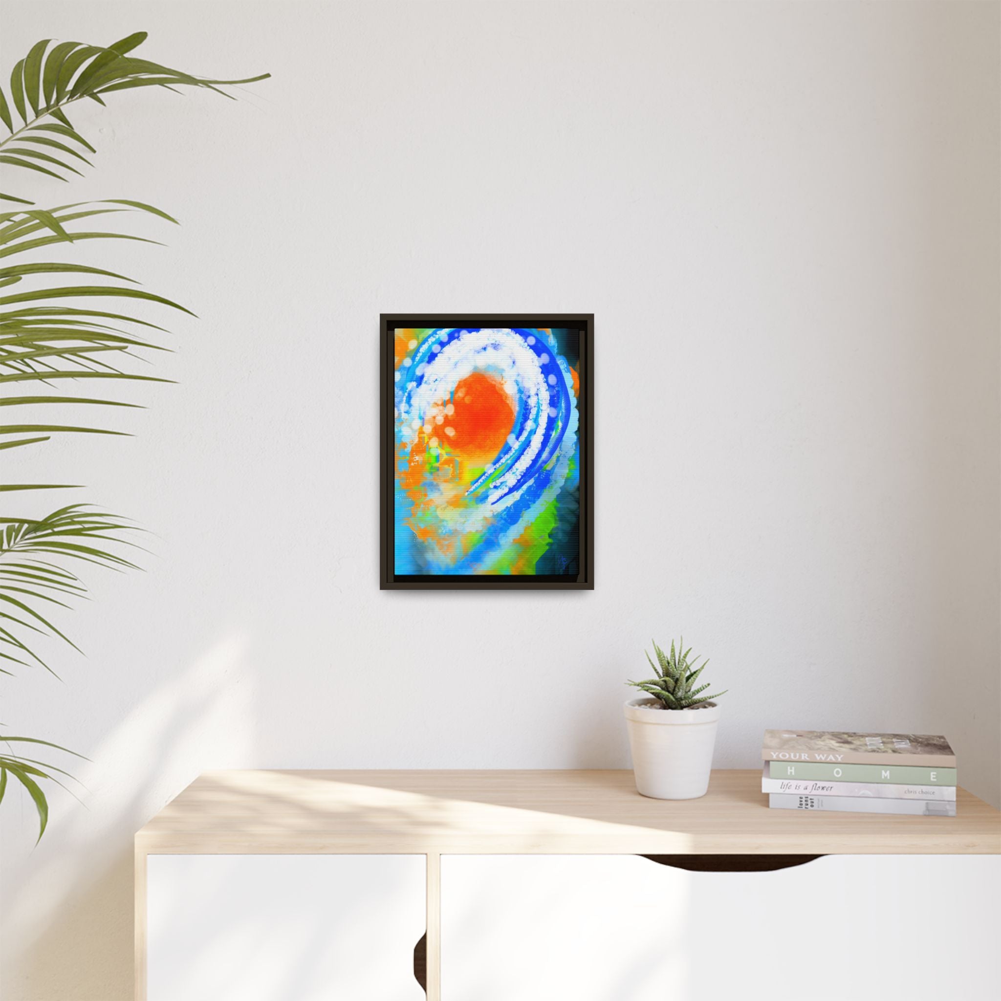 Abstract Ocean Wave Matte Canvas Print — Framed Multi‑Color Wall Art