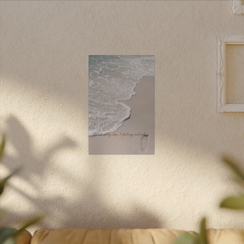 Beach Shore Canvas Wall Art — Aerial Footprint Seascape Matte Canvas