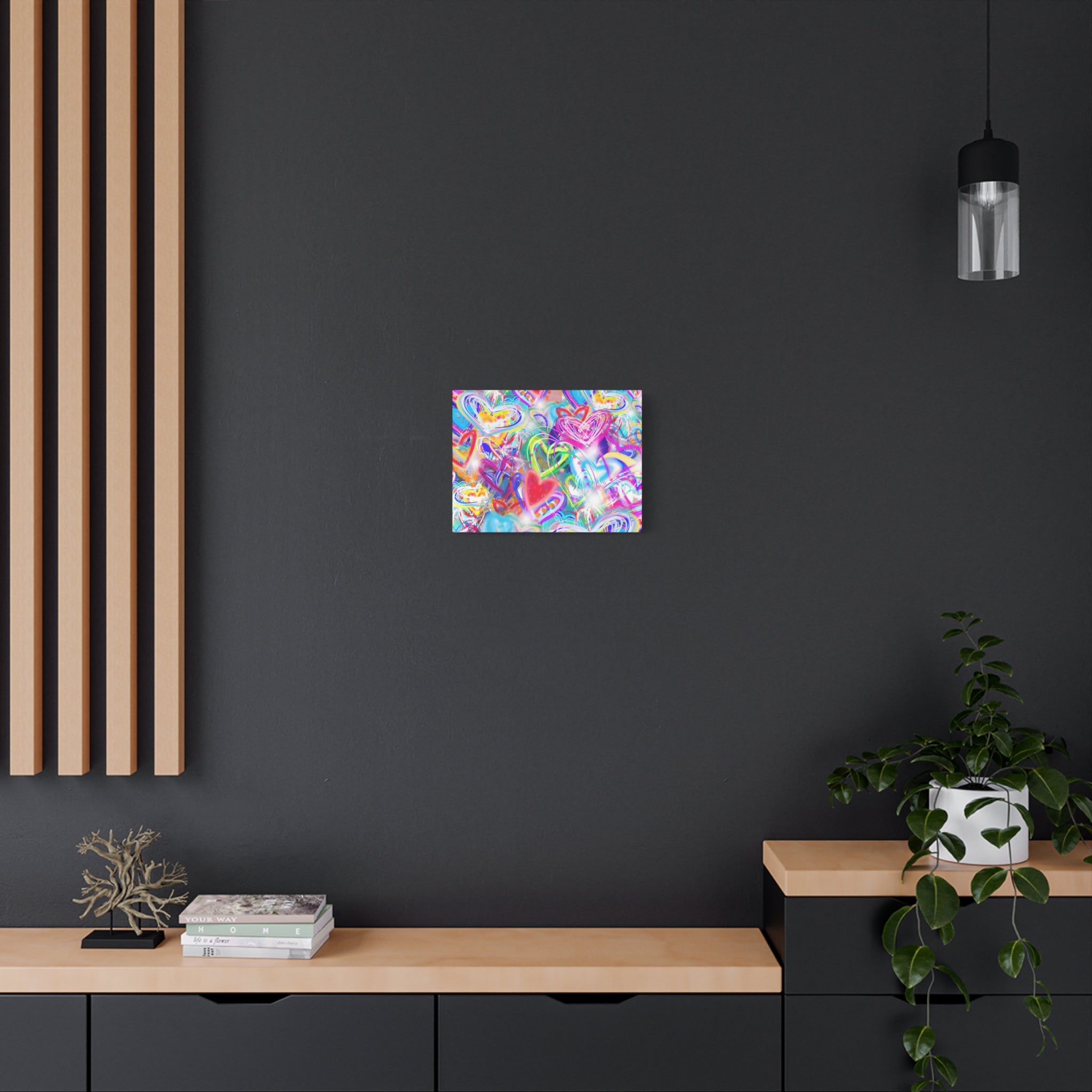 Colorful Heart Graffiti Matte Canvas
