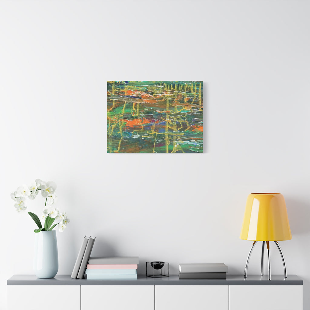 Abstract Green & Orange Matte Canvas Wall Art - Stretched 1.25"