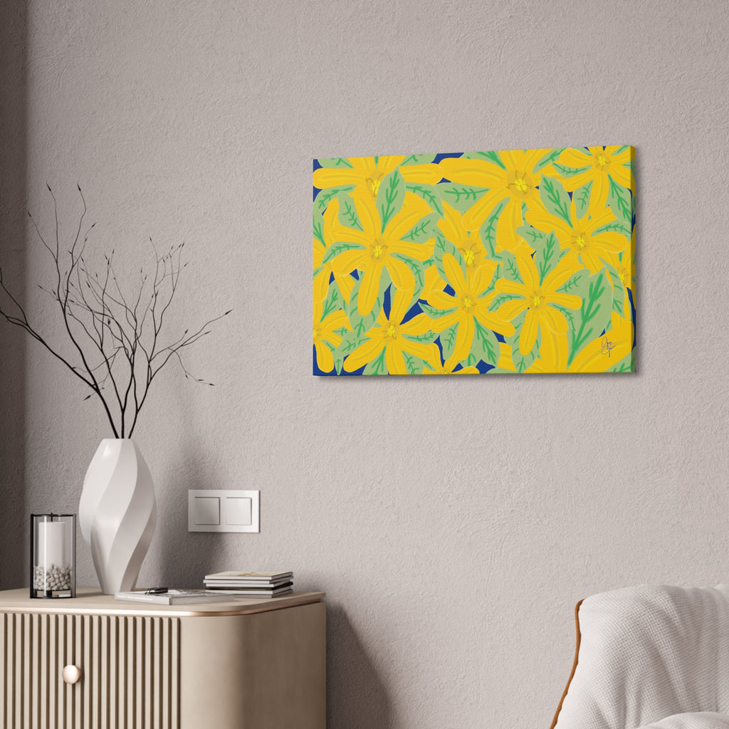 Yellow Daisy Canvas Wall Art — Bright Floral Stretched Canvas (1.5" Depth)
