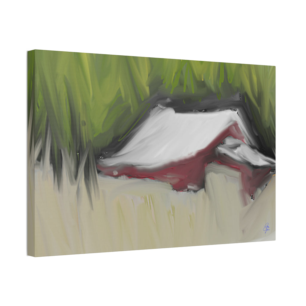 Canvas Wall Art - Red Barn in Green Field Stretched Canvas (1.5")