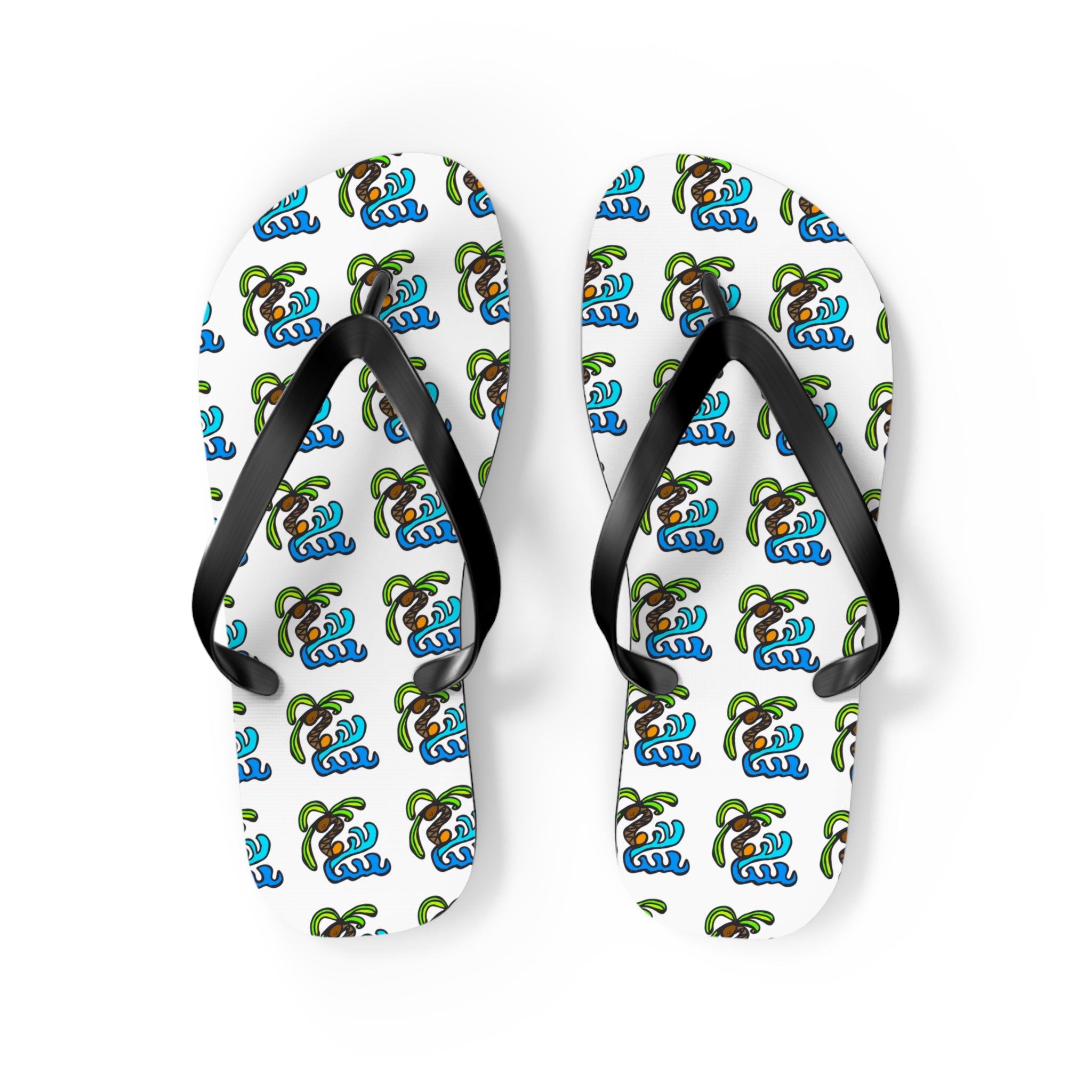 Flip Flops — Tropical Palm Tree Pattern Beach Sandals