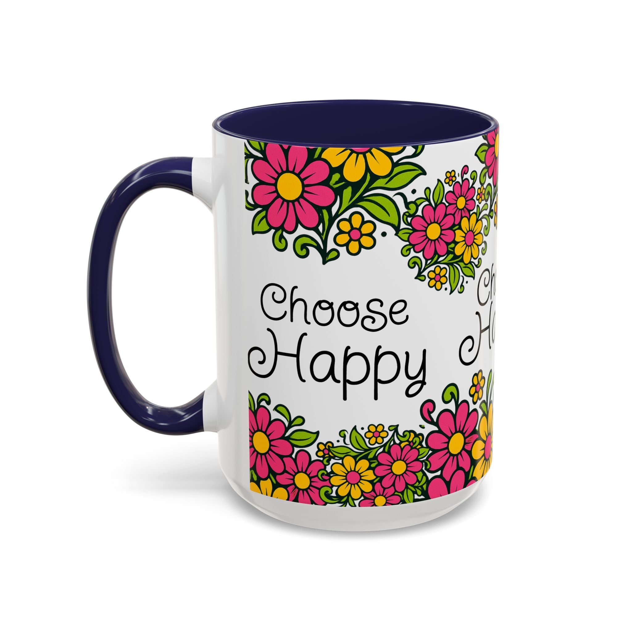 Choose Happy Floral Coffee Mug — Accent 11/15oz