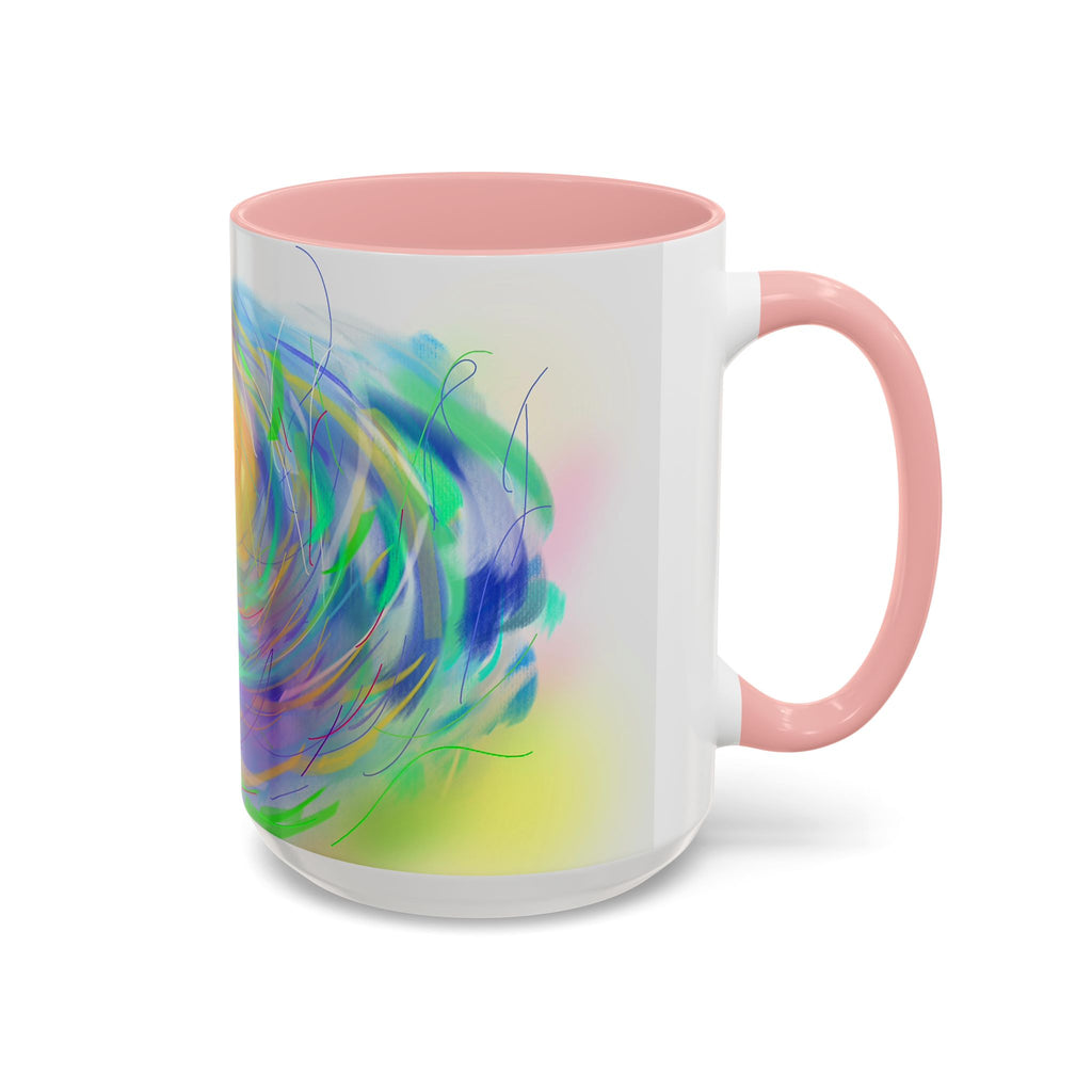 Abstract Sunrise Accent Coffee Mug — Colorful Swirl Art Coffee Cup (11/15oz)