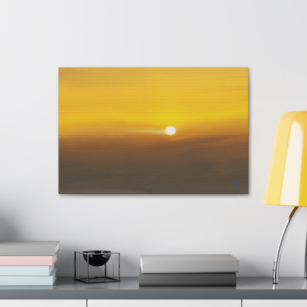Golden Sunrise Canvas Wall Art — Tranquil Sunrise Stretched Canvas