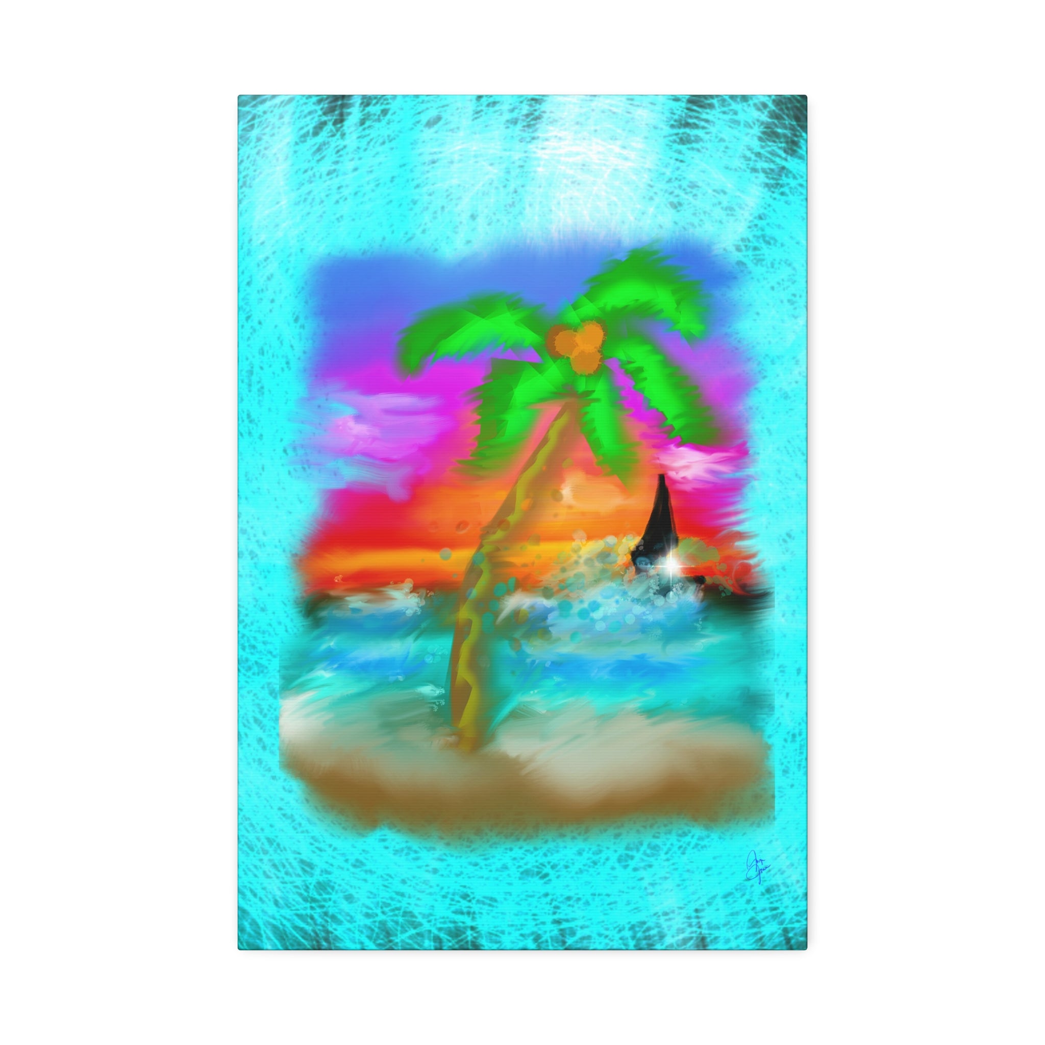 Tropical Sunset Palm Canvas - Stretched Wall Art (1.5" Depth)