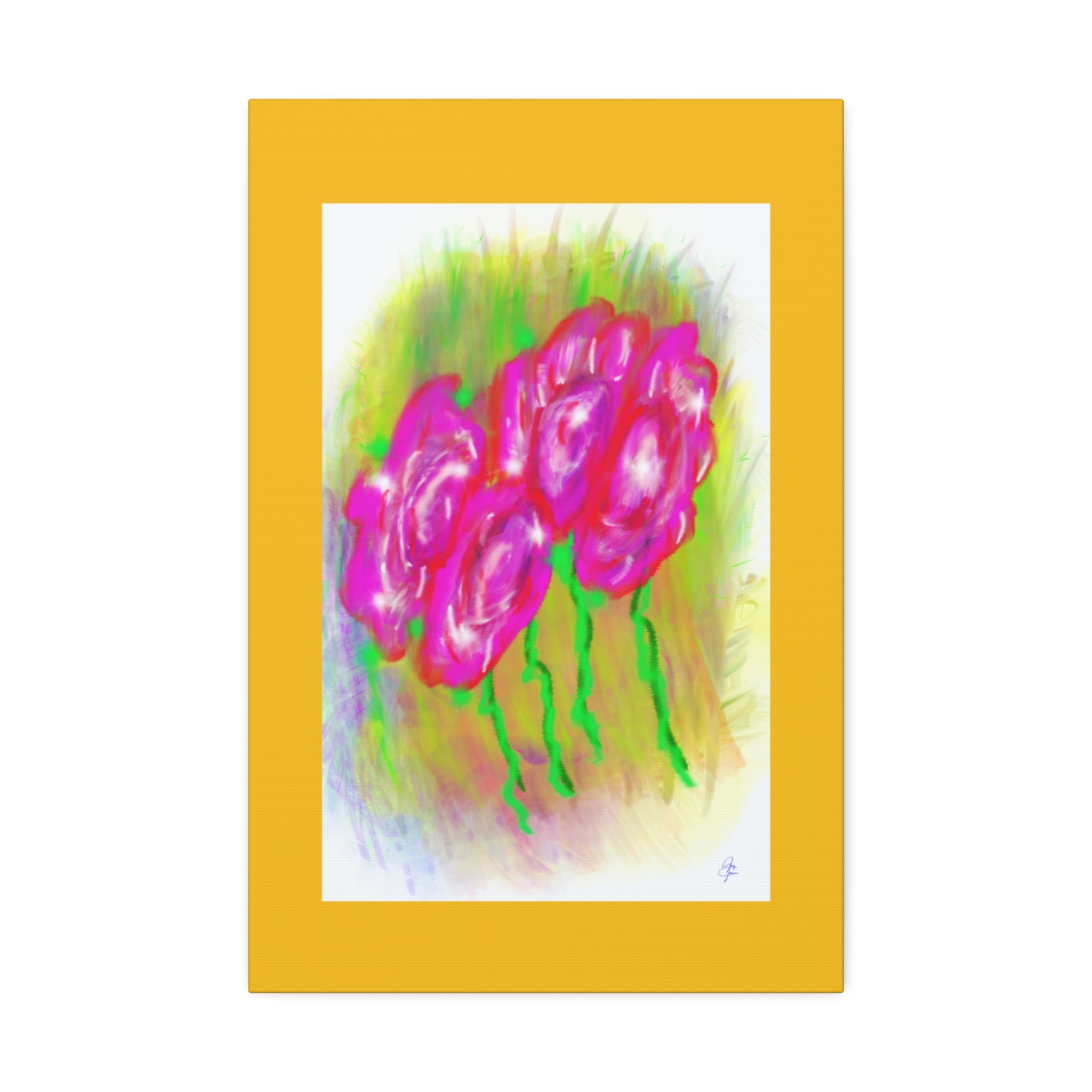 Pink Floral Pop Canvas Art — Stretched 1.5" Wall Print