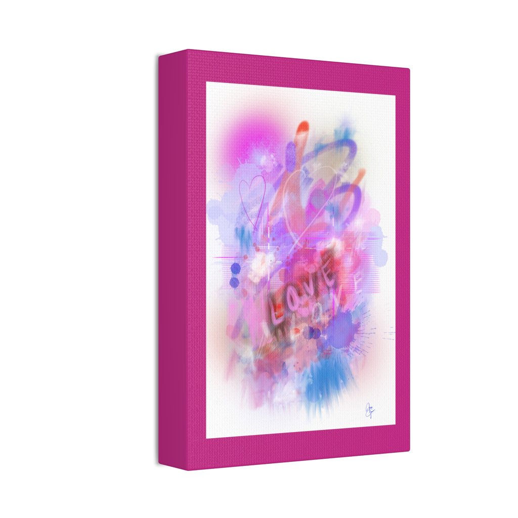 Love Vibes Canvas Wall Art — Pink Abstract Stretched Canvas