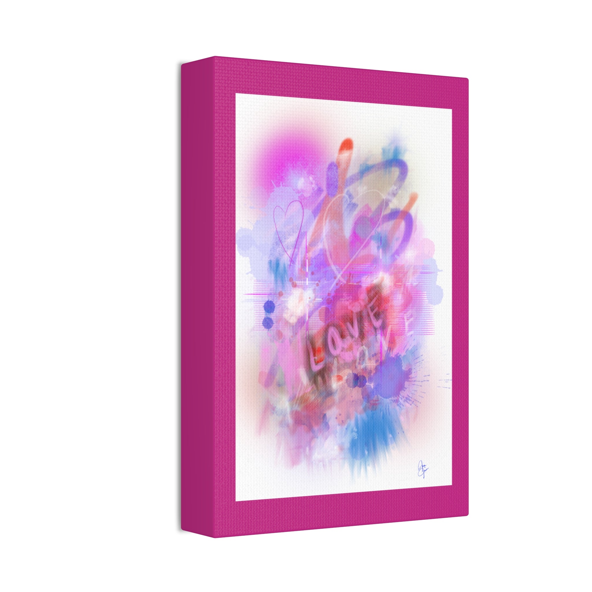 Love Vibes Canvas Wall Art — Pink Abstract Stretched Canvas