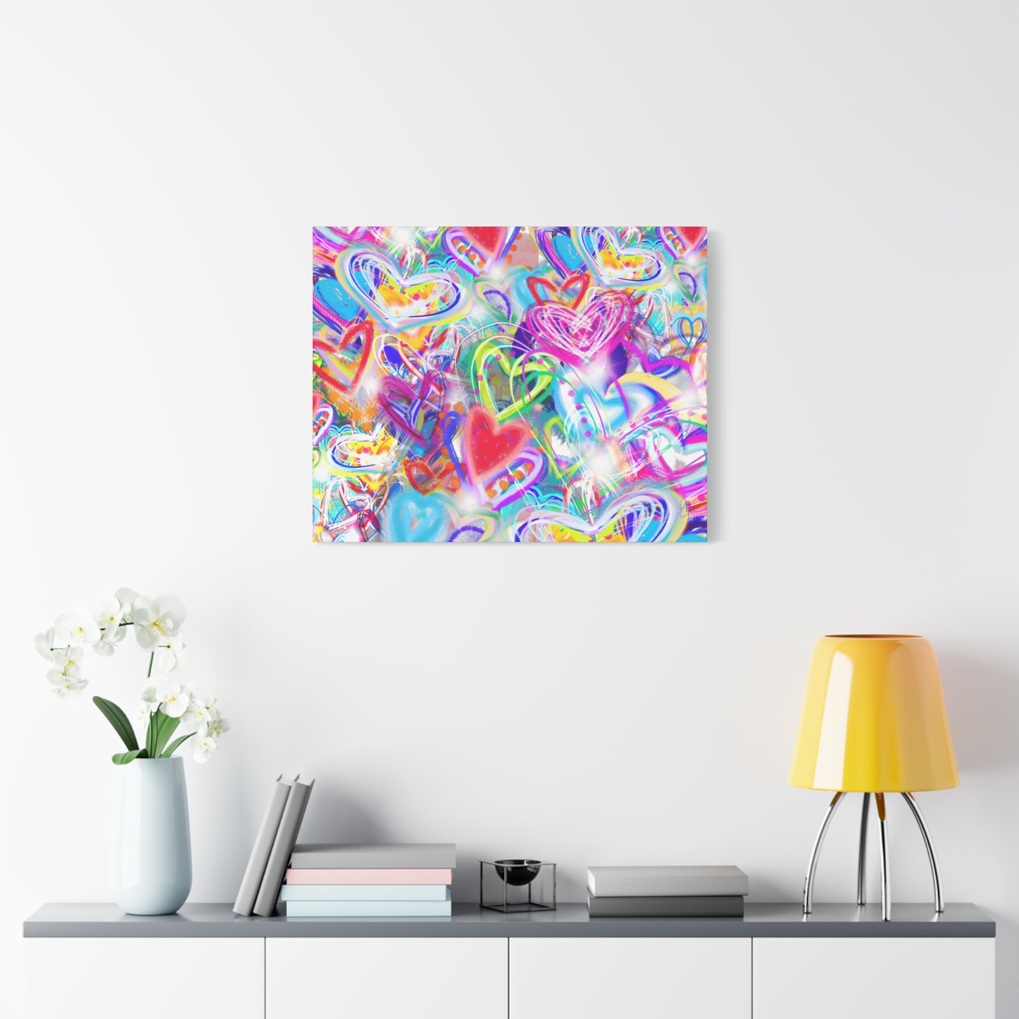 Colorful Heart Graffiti Matte Canvas