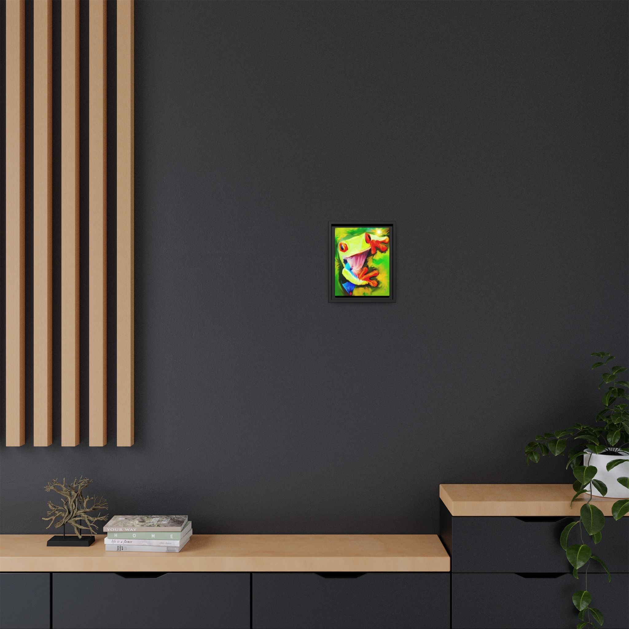 Colorful Tree Frog Matte Canvas Print — Framed Tropical Wall Art