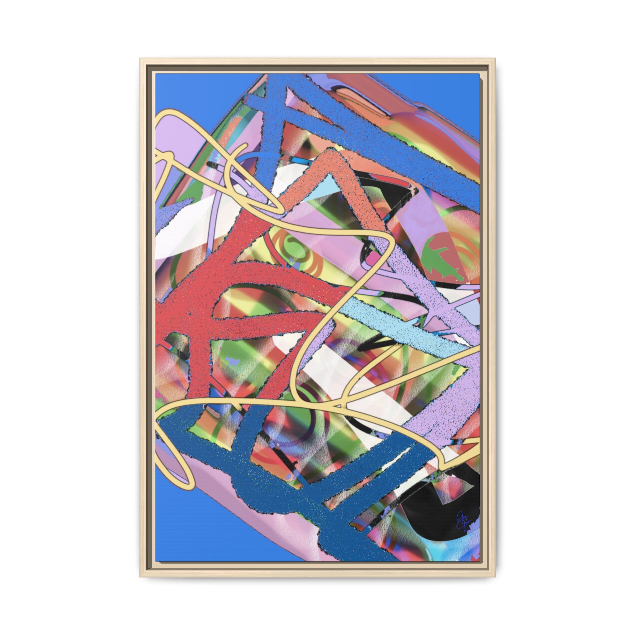 Abstract Multi‑Color Framed Canvas Art – Vibrant Modern Wall Decor