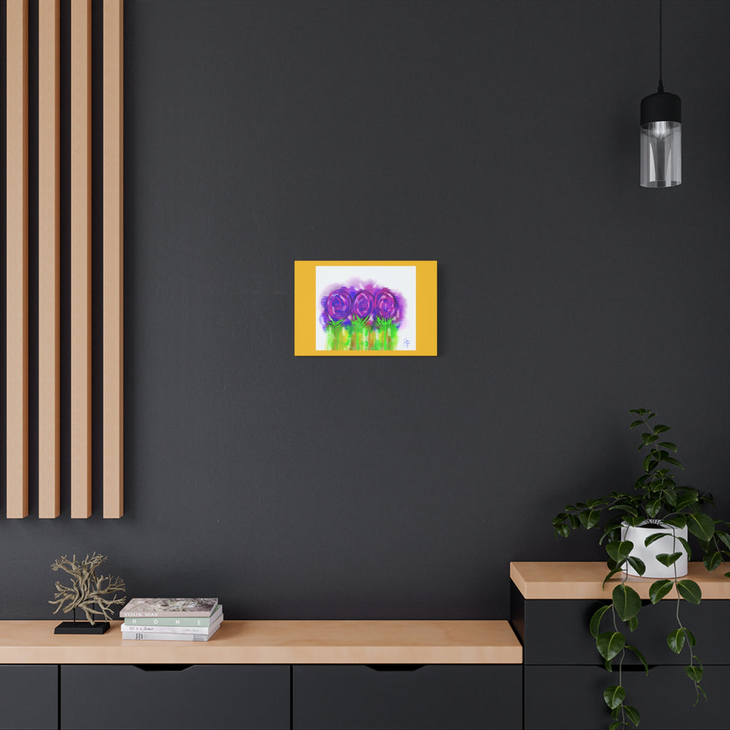 Abstract Purple Flowers Matte Canvas Wall Art — Vibrant Floral Painting on Stretched Canvas