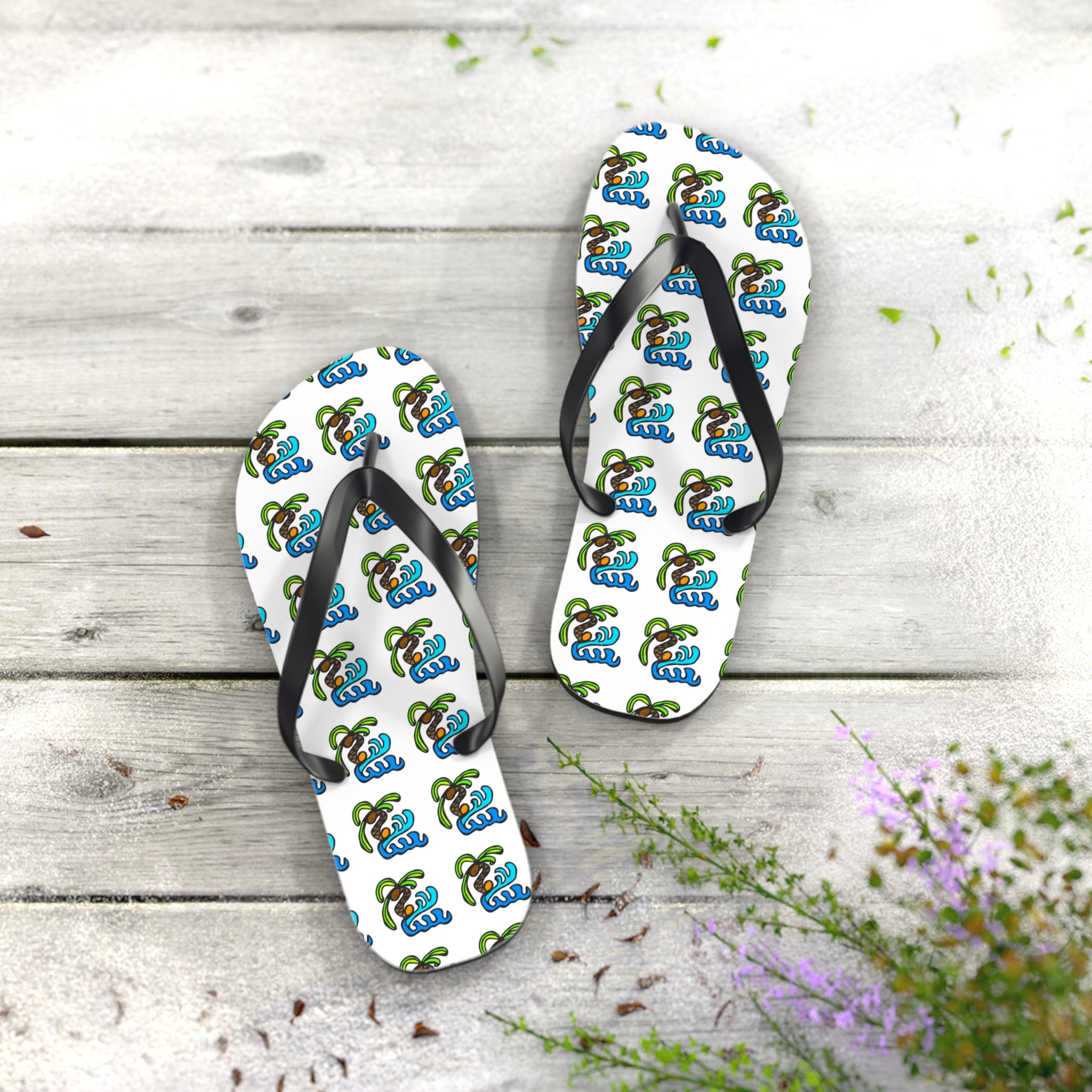 Flip Flops — Tropical Palm Tree Pattern Beach Sandals