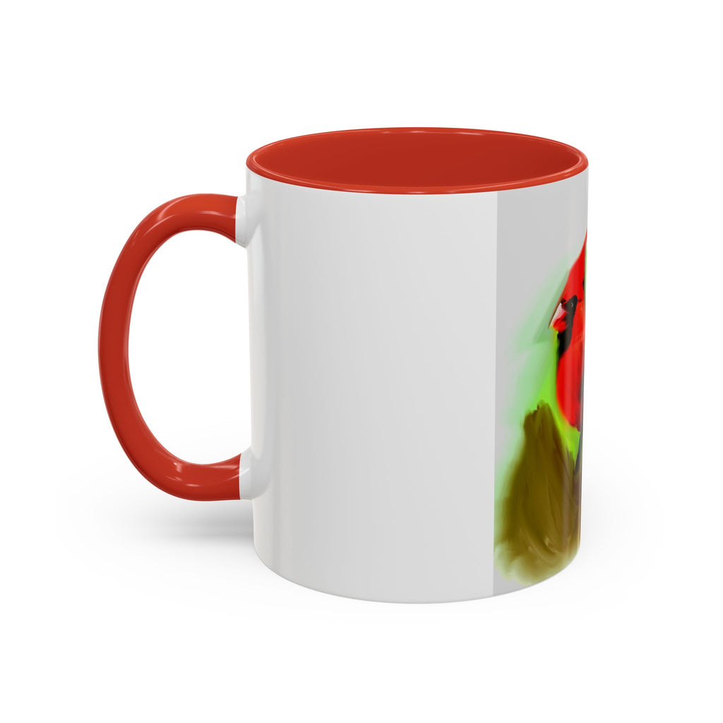 Cardinal Bird Accent Coffee Mug — Red Cardinal Sunrise Art Ceramic Mug (11/15 oz)
