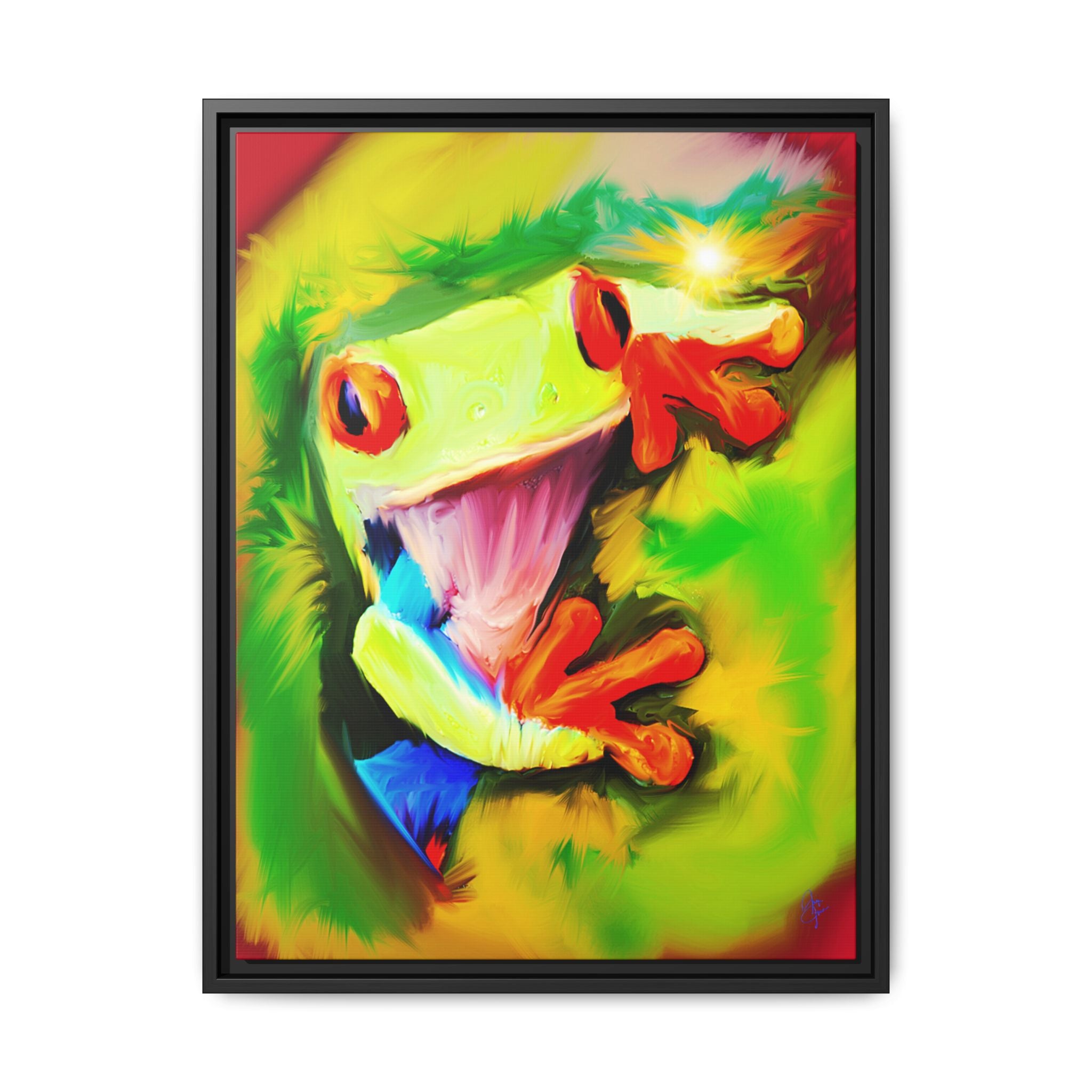 Colorful Tree Frog Matte Canvas Print — Framed Tropical Wall Art
